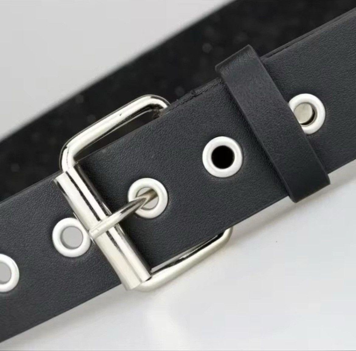 Leather 110cm Rivet Pyramid Studded PU Leather Belt Size ONE SIZE - 5 Thumbnail
