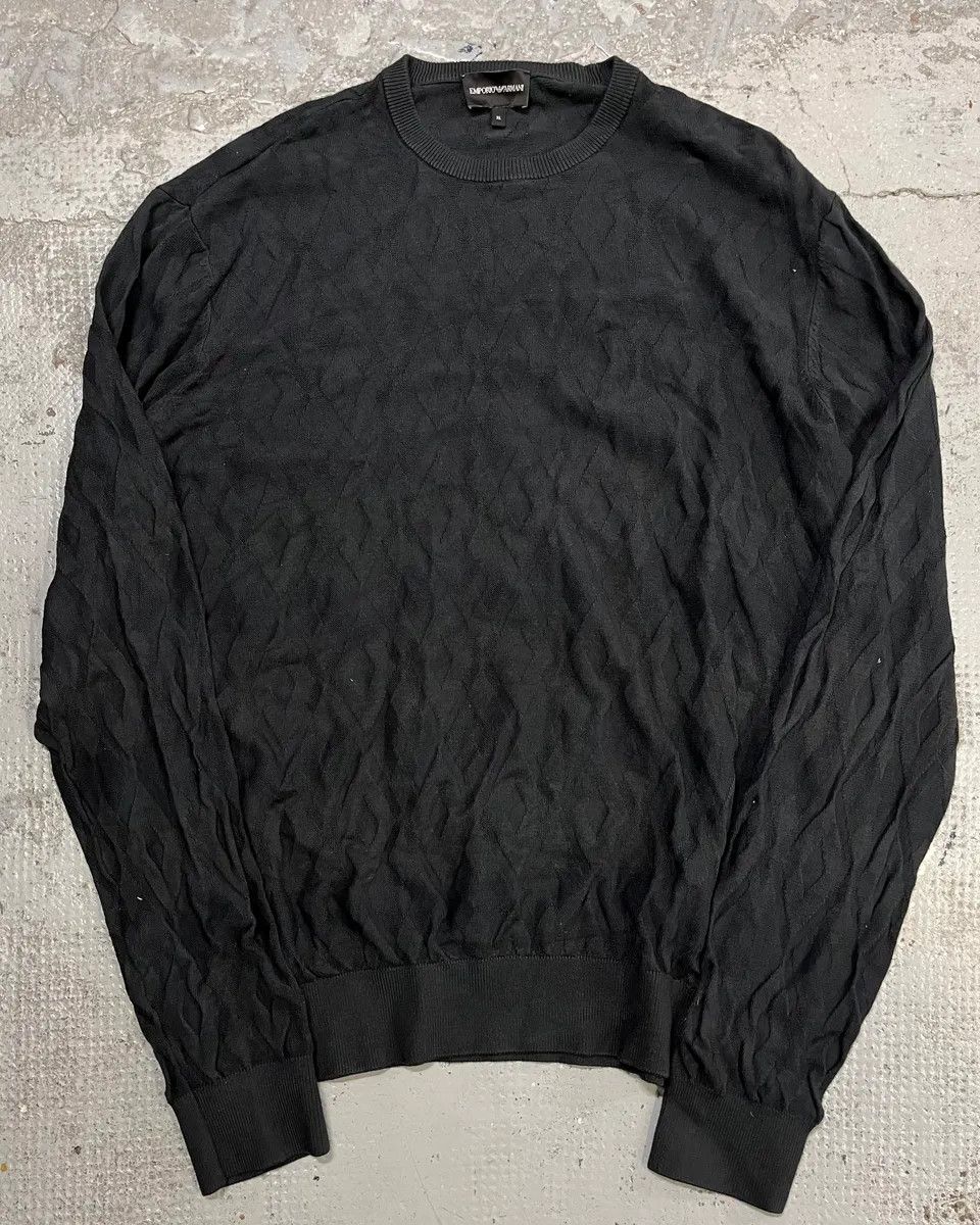 Emporio Armani SS2020 Emporio Armani Black Diamond Pattern Sweater Size US L / EU 52-54 / 3 - 4 Thumbnail