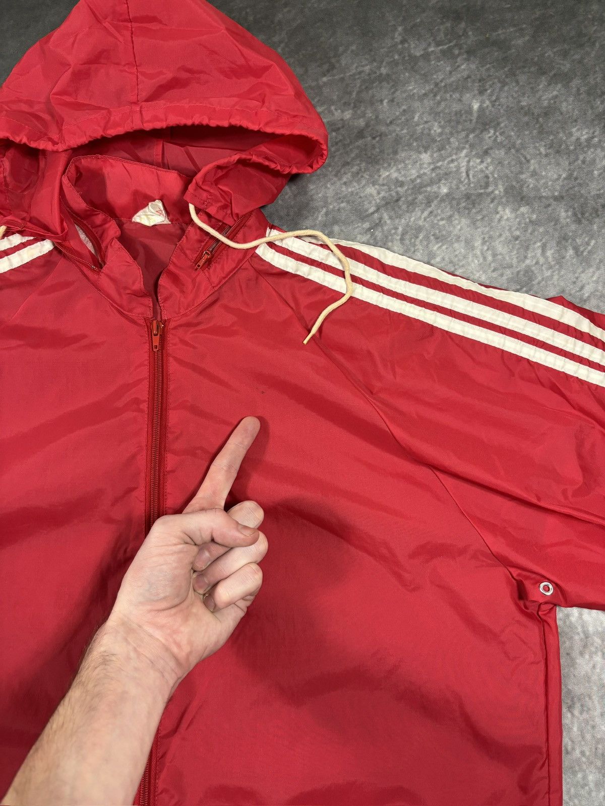 Adidas 1980s Adidas Windbreaker Vintage Track Jacket Hood 3 Stripe Size US M / EU 48-50 / 2 - 9 Thumbnail