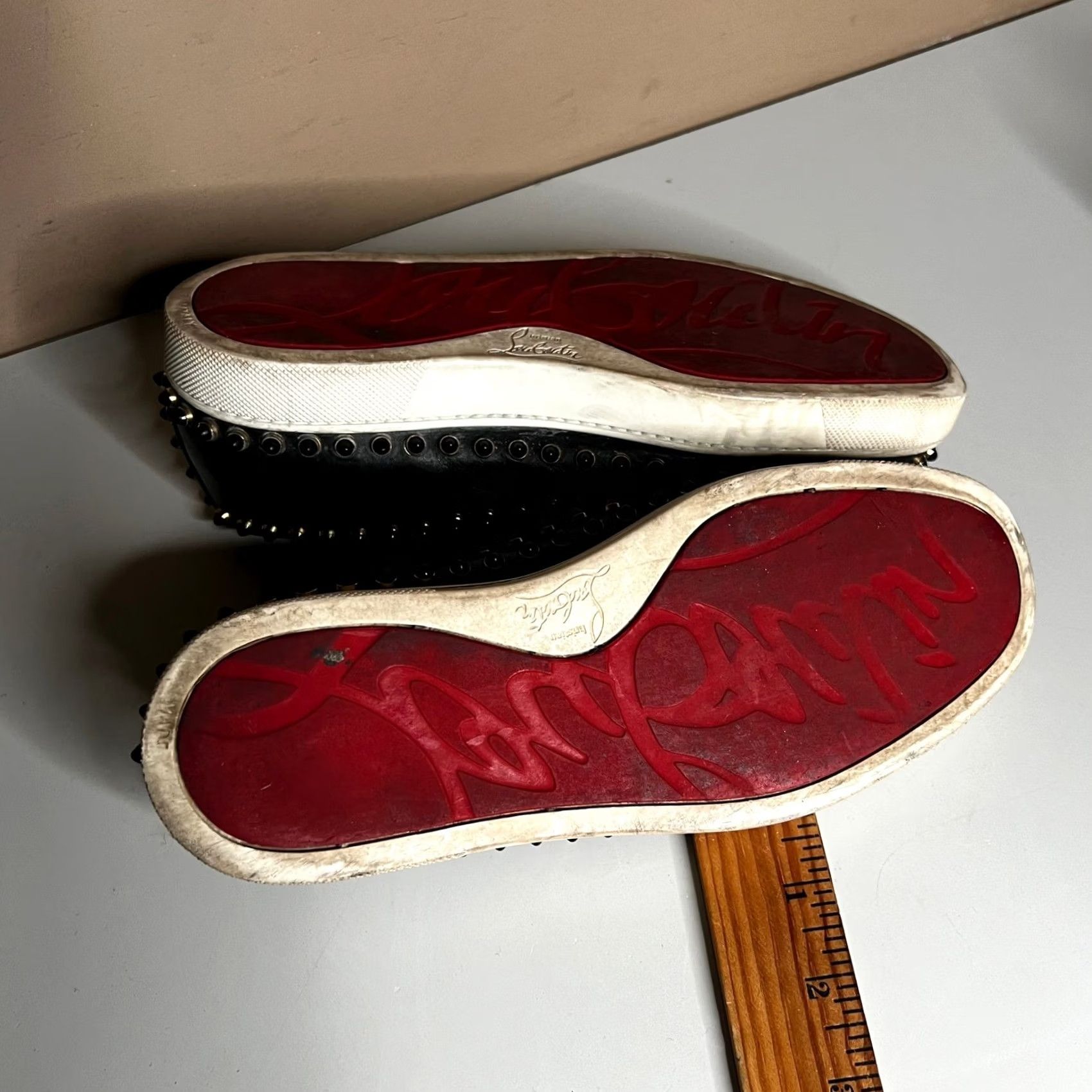 Christian Louboutin Christian Louboutin Roller Boat Black Leather Spiked Slip On Sneakers 37.5 Women Holiday Womens Shoes Pair Roller Boat Sneakers Black Size US 8 / IT 38 - 4 Thumbnail