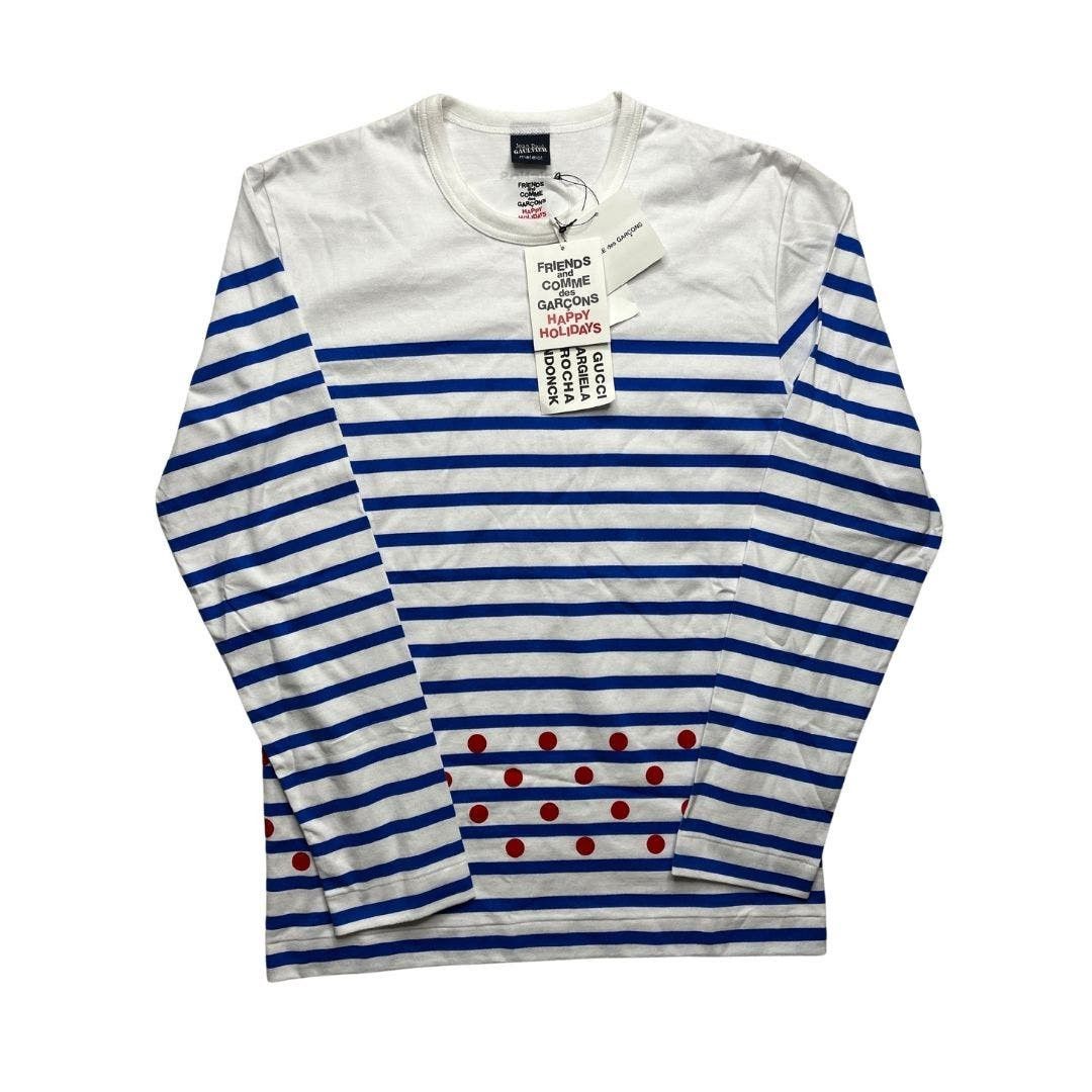 image of 5-92 Comme Des Garcons Men's Top Striped Blue White Small