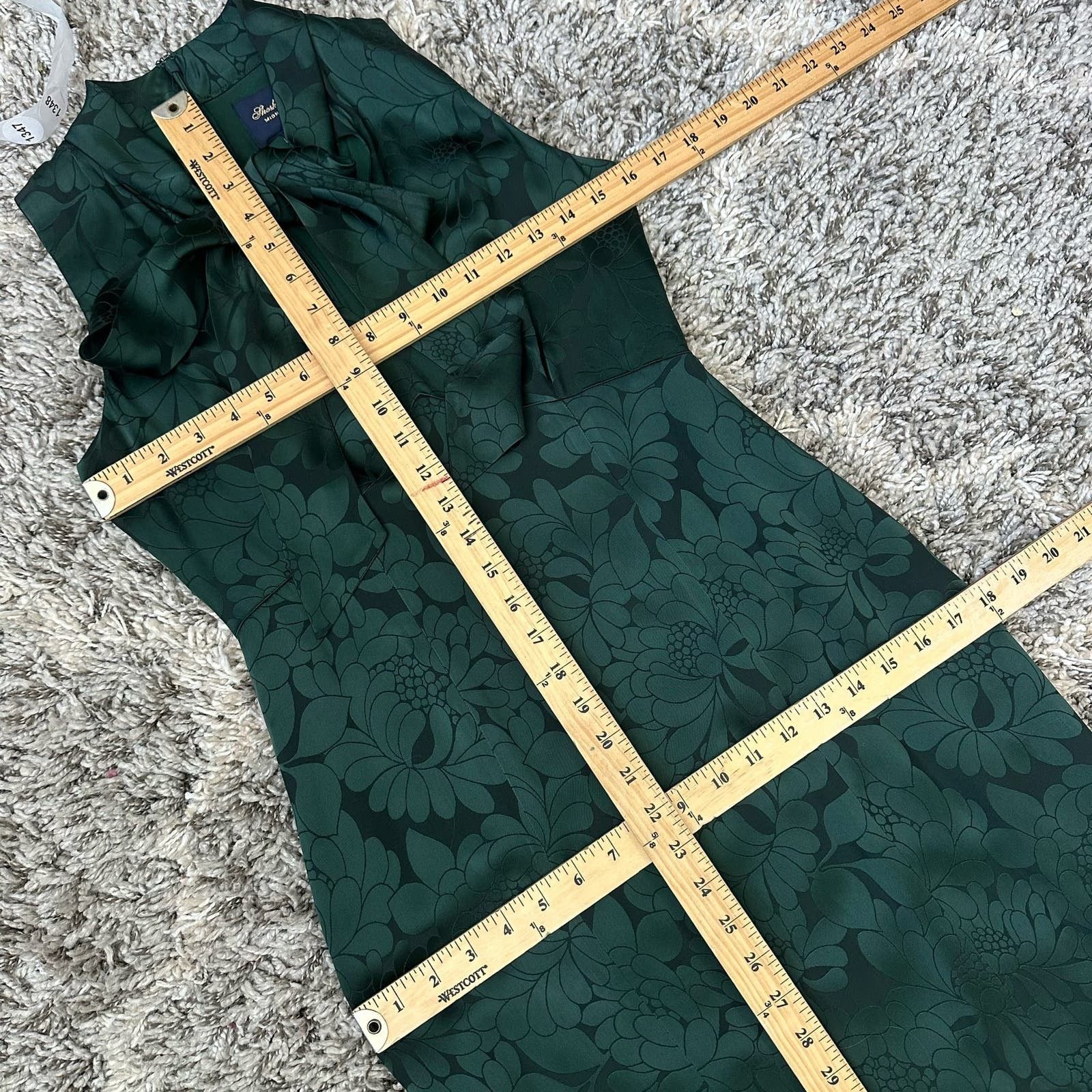 Other Shoshanna Mayburn Floral Satin Green Jacquard Gown Dress 0 Size XS / US 0-2 / IT 36-38 - 13 Thumbnail