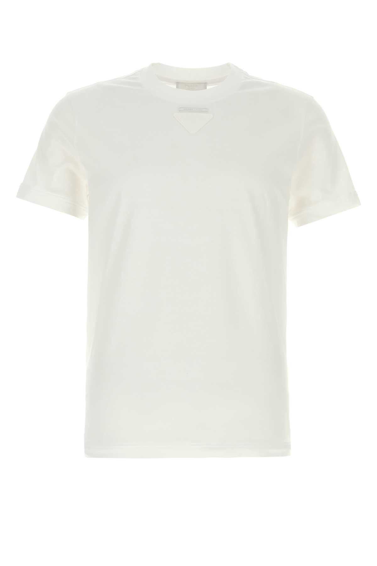 Prada White Cotton T-Shirt Size US M / EU 48-50 / 2 - 1 Thumbnail