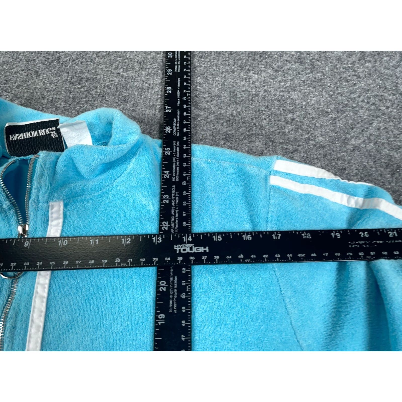 Vintage VINTAGE Fashion Bug Jacket Ladies 90s Retro Blue White Striped Full Zip Cotton Terry Cloth Short Jacket Women 18/20 (Large) USA Made Size L / US 10 / IT 46 - 6 Thumbnail