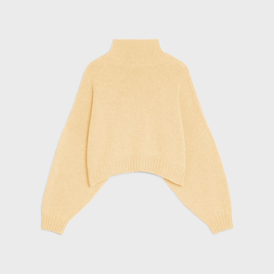 Celine o1loc1c1124 High Neck Sweater in Pale Yellow Size XL / US 12-14 / IT 48-50 - 2 Thumbnail