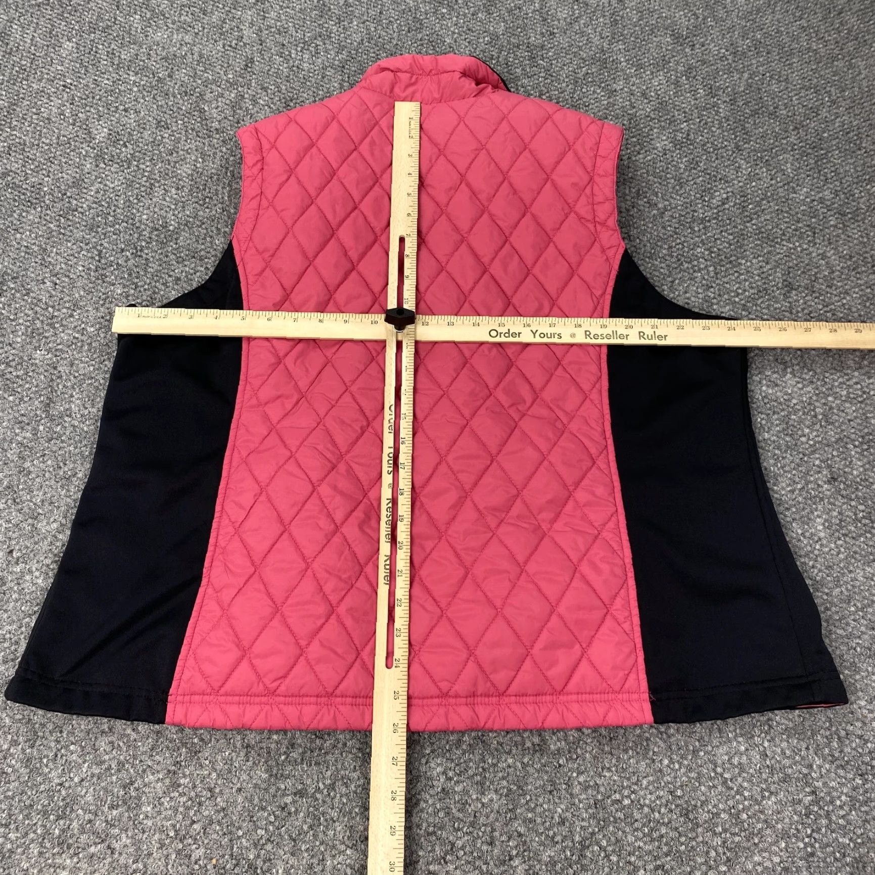 Vintage Style & Co Vest Womens 20W Pink Black Quilted Full Zip Pockets Plus Size Size 3XL / US 20-22 - 7 Thumbnail
