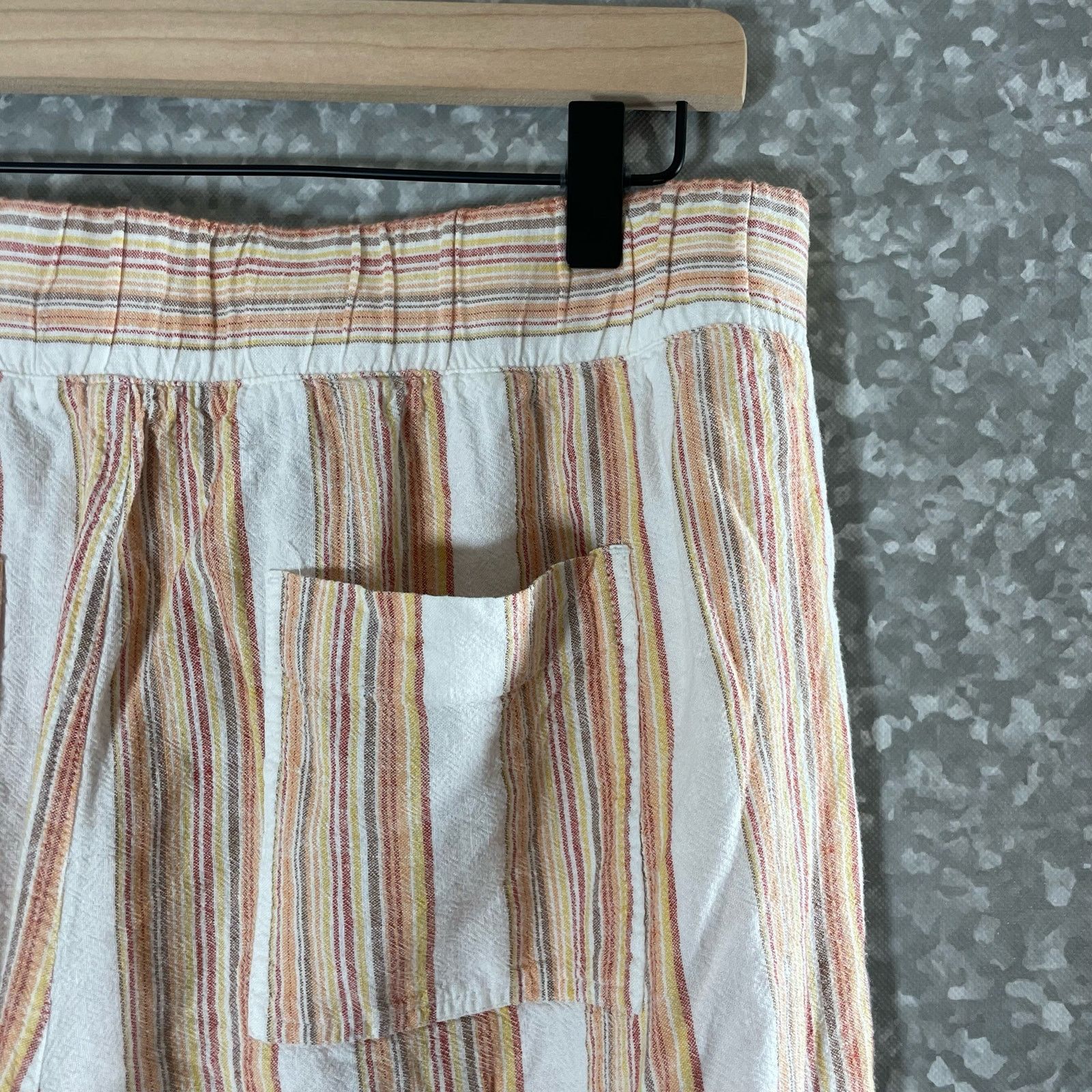 Anthropologie Cloth & Stone Orange Striped Wide Leg Cropped Pants - Large Size 32" / US 10 / IT 46 - 6 Thumbnail