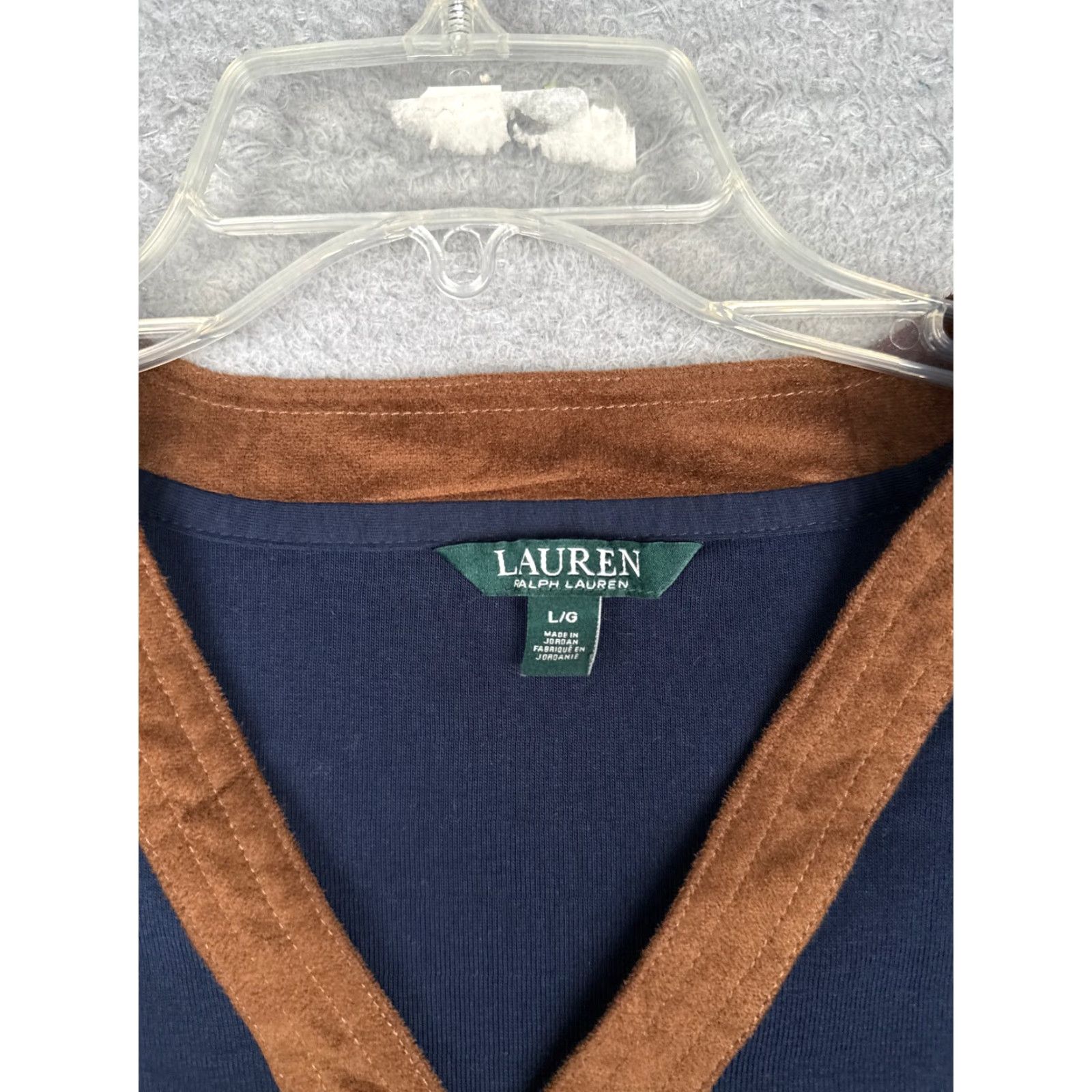 Ralph Lauren Lauren Ralph Lauren Shirt Women Large Blue V-Neck 3/4 Sleeve Cotton Size L / US 10 / IT 46 - 6 Thumbnail