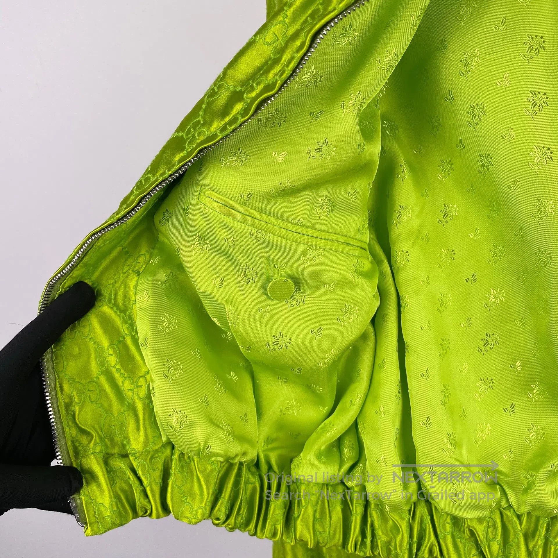 Gucci Guicci Neon green full print casual jacket short top| Size XS / US 0-2 / IT 36-38 - 9 Thumbnail