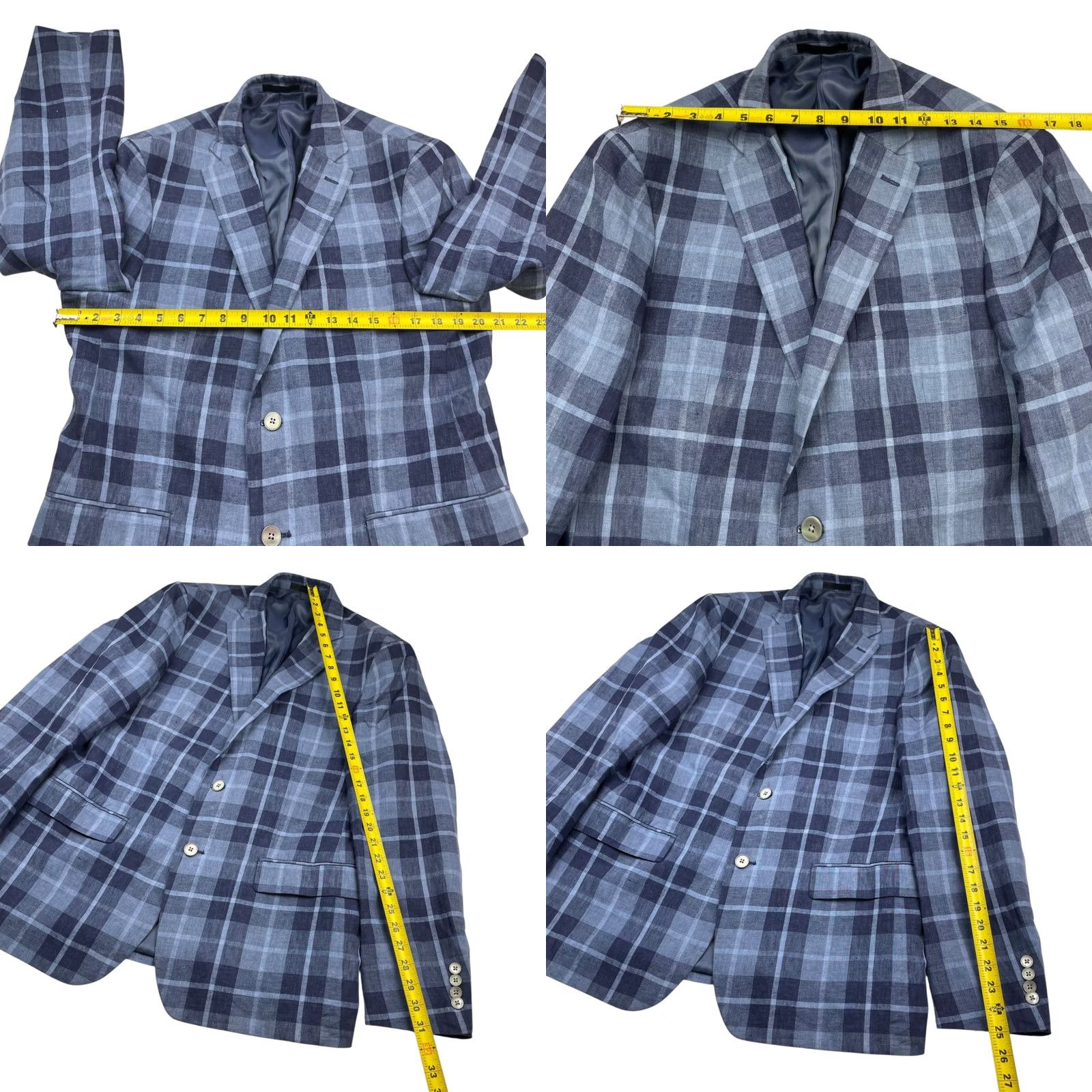 Ralph Lauren Ralph Lauren LRL Blazer Men's 100% Linen Blue Plaid 2-Button 40R Regular Size 40R - 8 Thumbnail