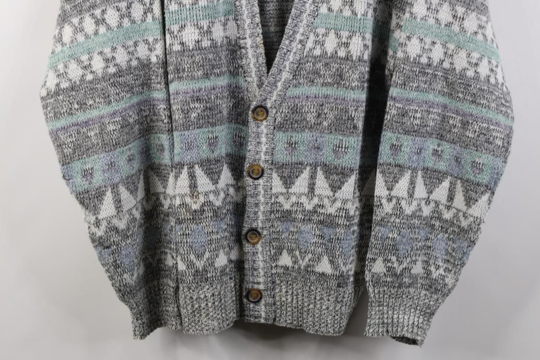 Vintage Vintage 90s Streetwear Striped Knit Cardigan Sweater Size US L / EU 52-54 / 3 - 3 Thumbnail