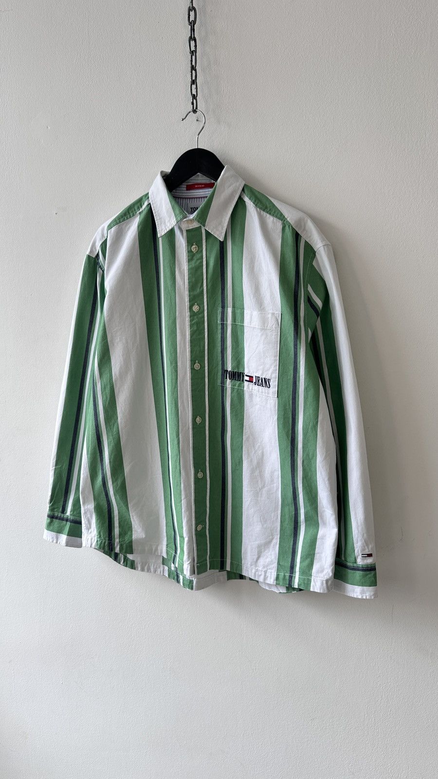 Tommy Hilfiger Tommy Jeans Striped Shirt Skate Fit Y2K Baggy Retro Big Logo Size US M / EU 48-50 / 2 - 3 Thumbnail