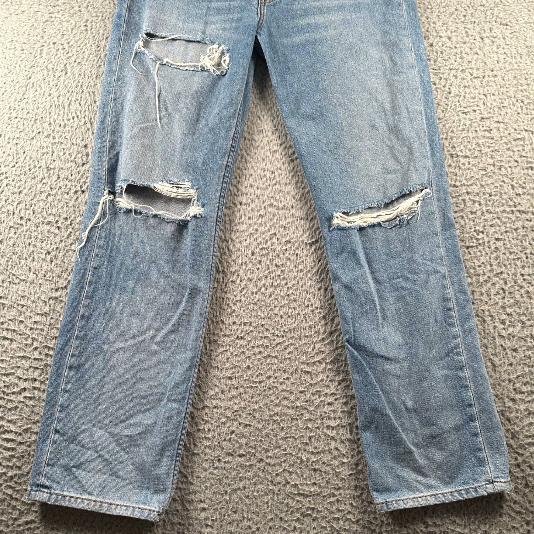 Reformation Reformation Jeans Womens 29 Straight Leg High Rise Distressed Light Wash Size 29" - 3 Thumbnail
