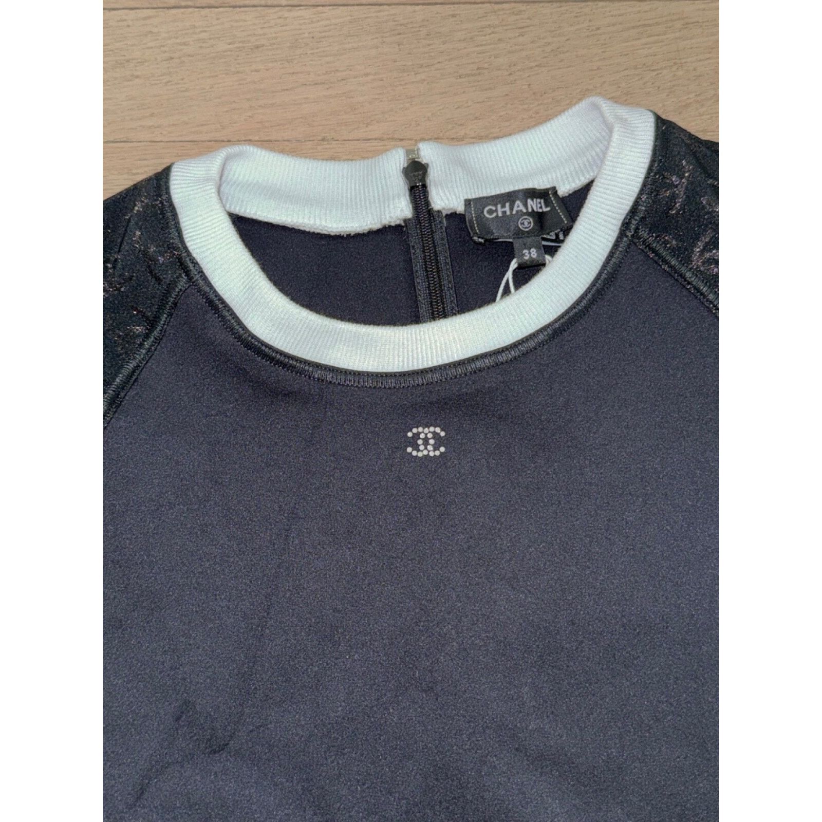 Chanel Chanel 24C Black White Neoprene Jersey Top T Shirt 38 Size XS / US 0-2 / IT 36-38 - 13 Thumbnail