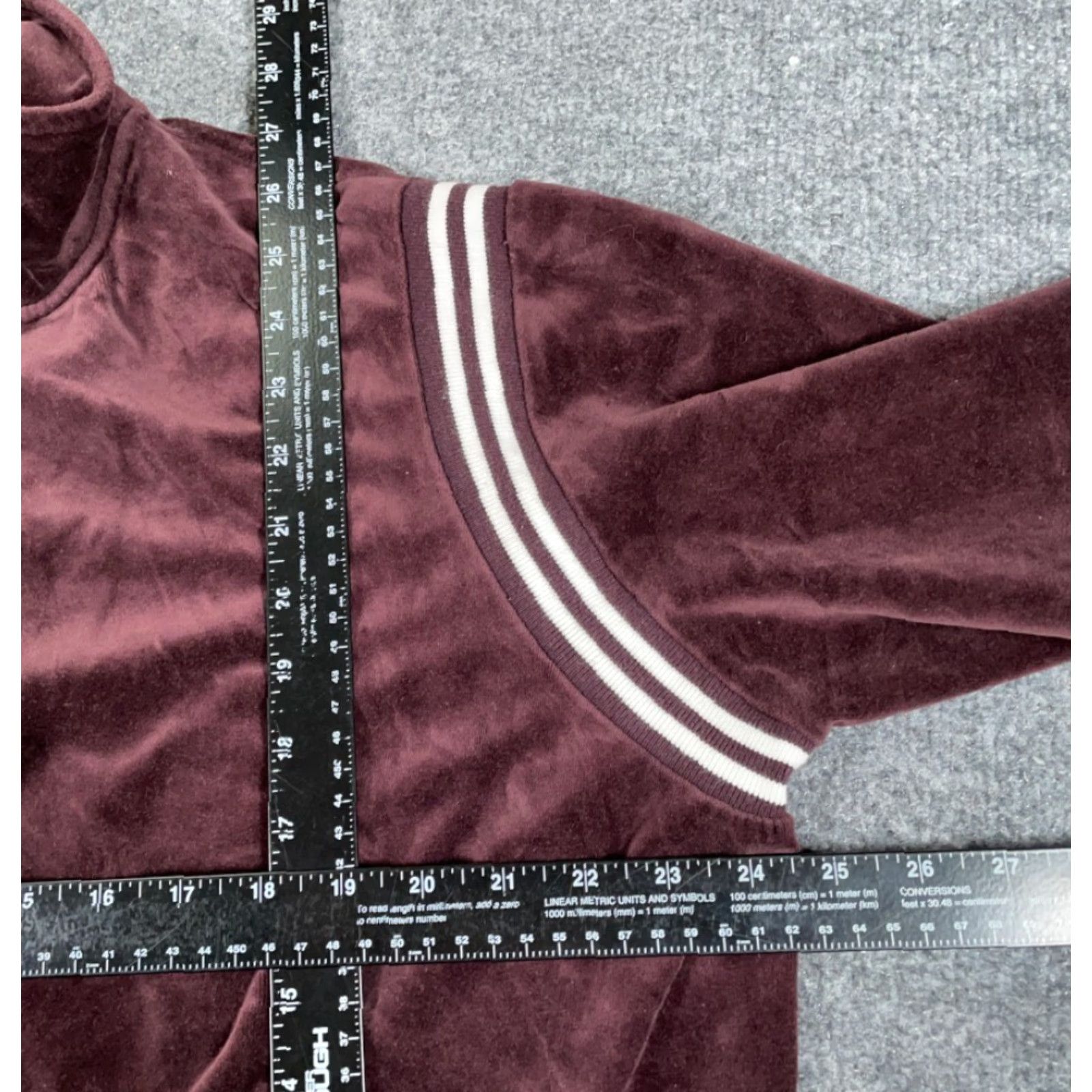Velour New York Laundry Jacket Women's 2X Dark Red Velour Zip Full-Body Pocket Windbreaker Streetwear 80s 90s Retro Size XXL / US 16-18 / IT 52-54 - 4 Thumbnail