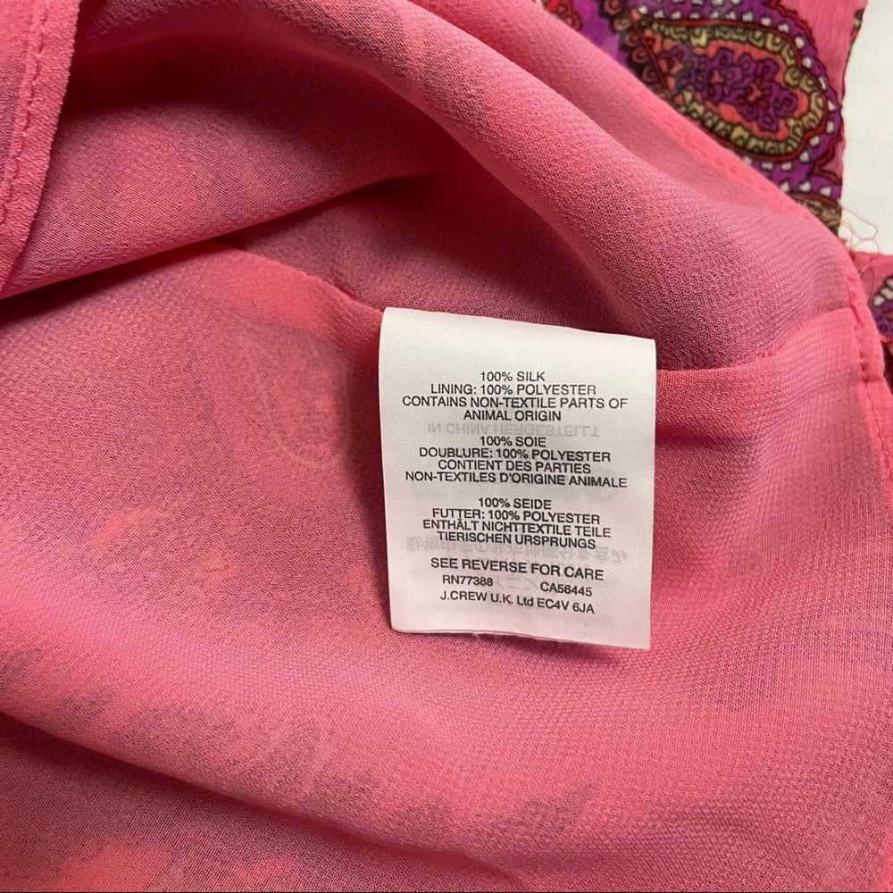 J.Crew J. Crew Ruffle Front Paisley Silk Pink Blouse Size 2 Size XS / US 0-2 / IT 36-38 - 8 Thumbnail