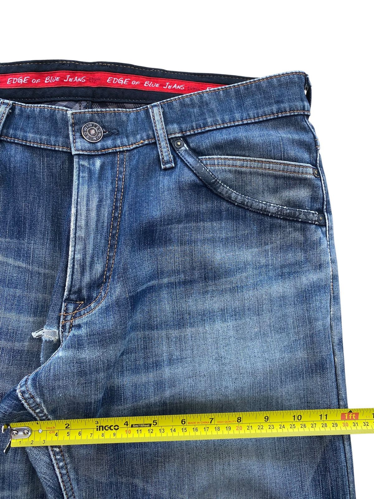 Edwin Edwin Faded Wash Whiskered Straight Leg Jeans Style Size US 36 / EU 52 - 7 Thumbnail