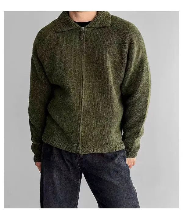 Japanese Brand Vintage Green L Casual Knit Sweater Lapel Jacket Coat Size US M / EU 48-50 / 2 - 8 Thumbnail