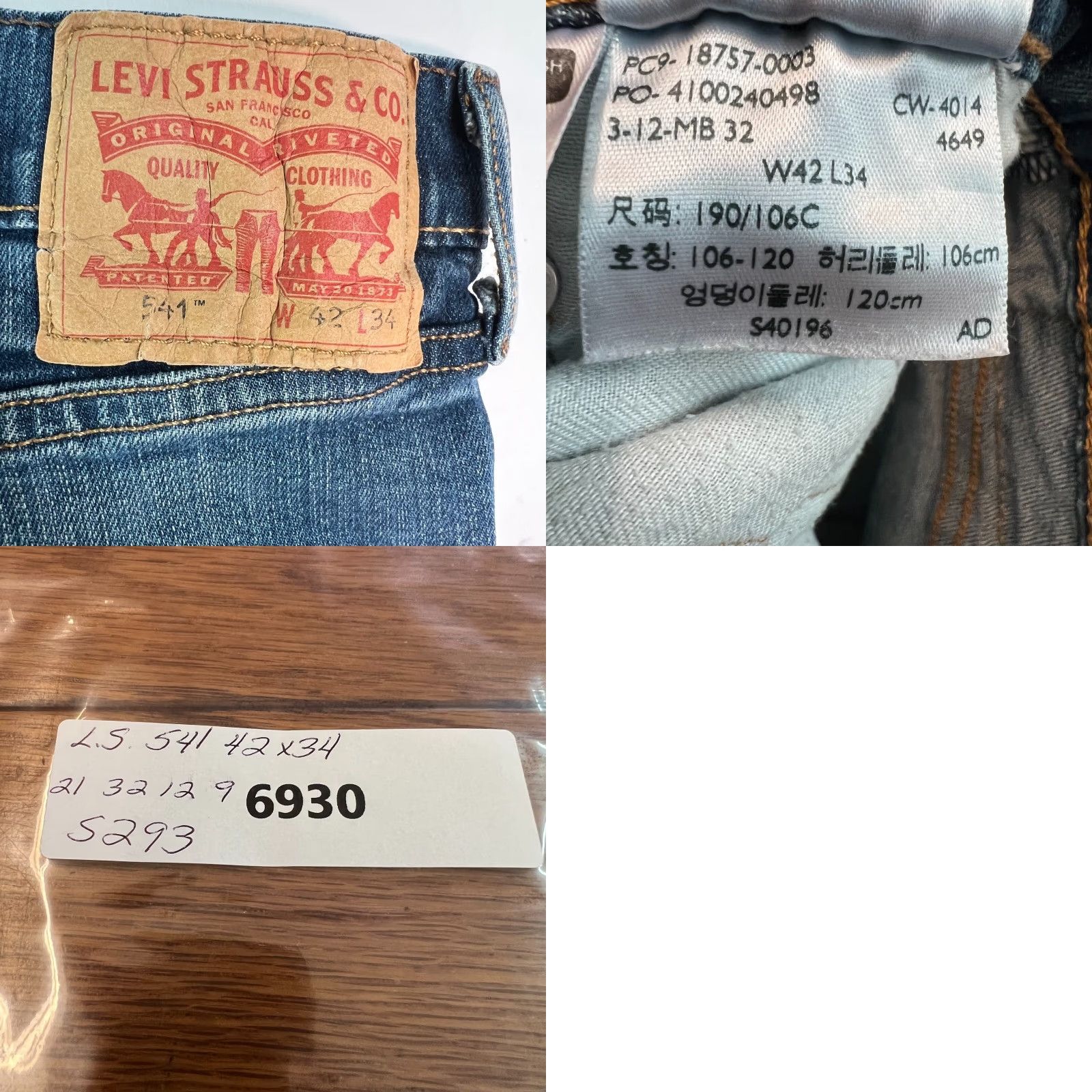Levi's Levi's 541 Straight Leg Jeans Mens Blue Size 42 x 34 Regular Fit Cotton Blend Size US 42 / EU 58 - 8 Thumbnail