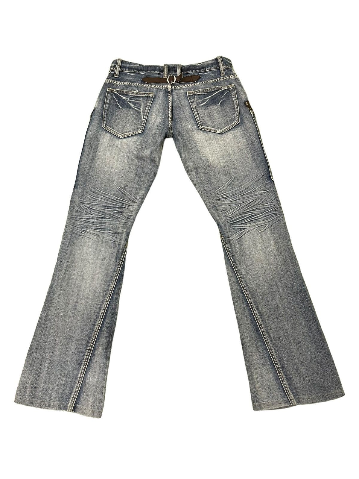 Japanese Brand Flare Jeans Michel Klein Distres Low Rise Boot Cut 8🟦6 Size US 31 - 12 Thumbnail