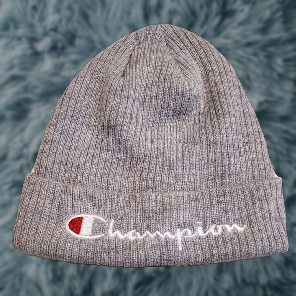 Champion Champion Mens Logo Cuffed Beanie Gray OS NWT Ribbed Acrylic Hat Accessories Size ONE SIZE - 1 Thumbnail