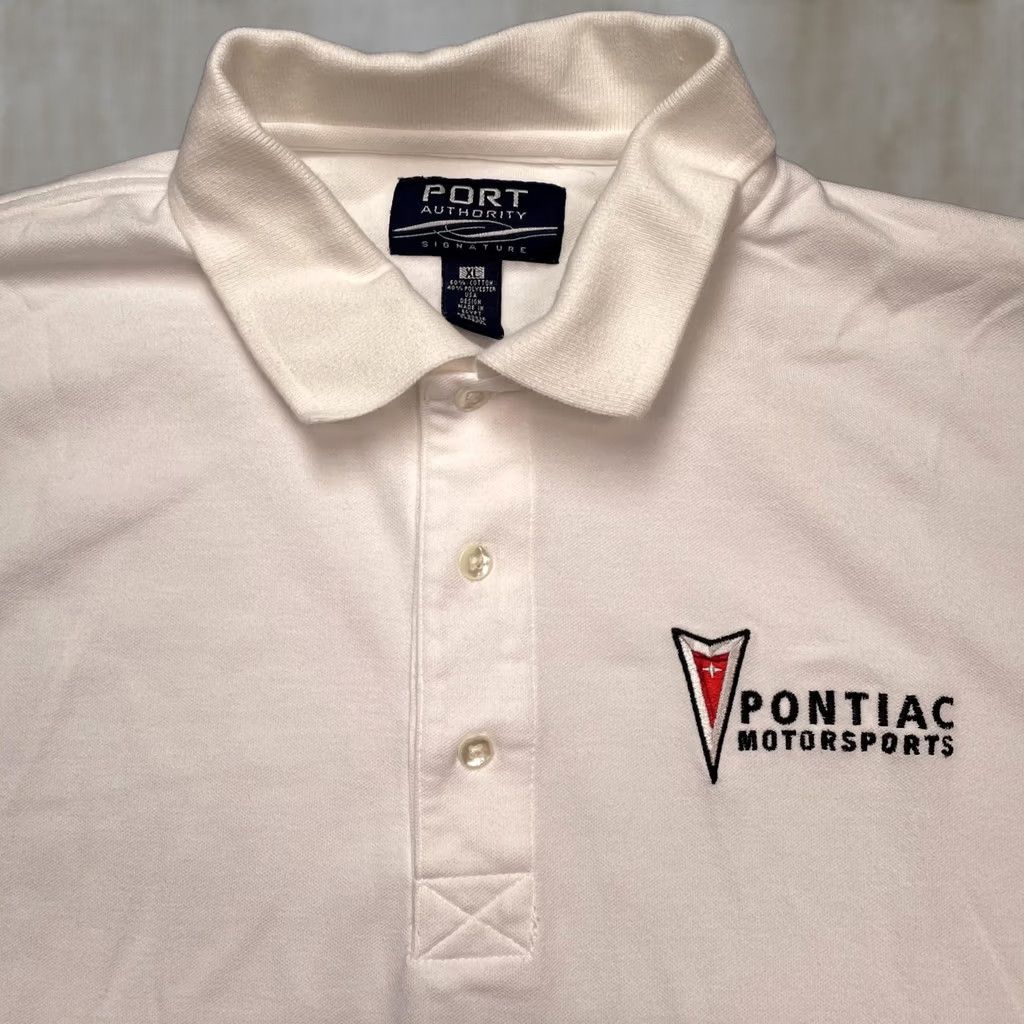Port Authority Pontiac Motorsports Polo Shirt Mens XL Port Authority White Embroidered Racing Size US XL / EU 56 / 4 - 1 Thumbnail