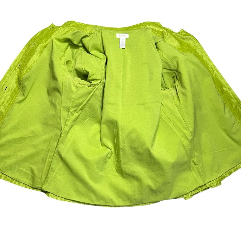 Chicos Chico's Luxe Lolyta Neon Green Jacket Size 1 US M Size M / US 6-8 / IT 42-44 - 6 Thumbnail