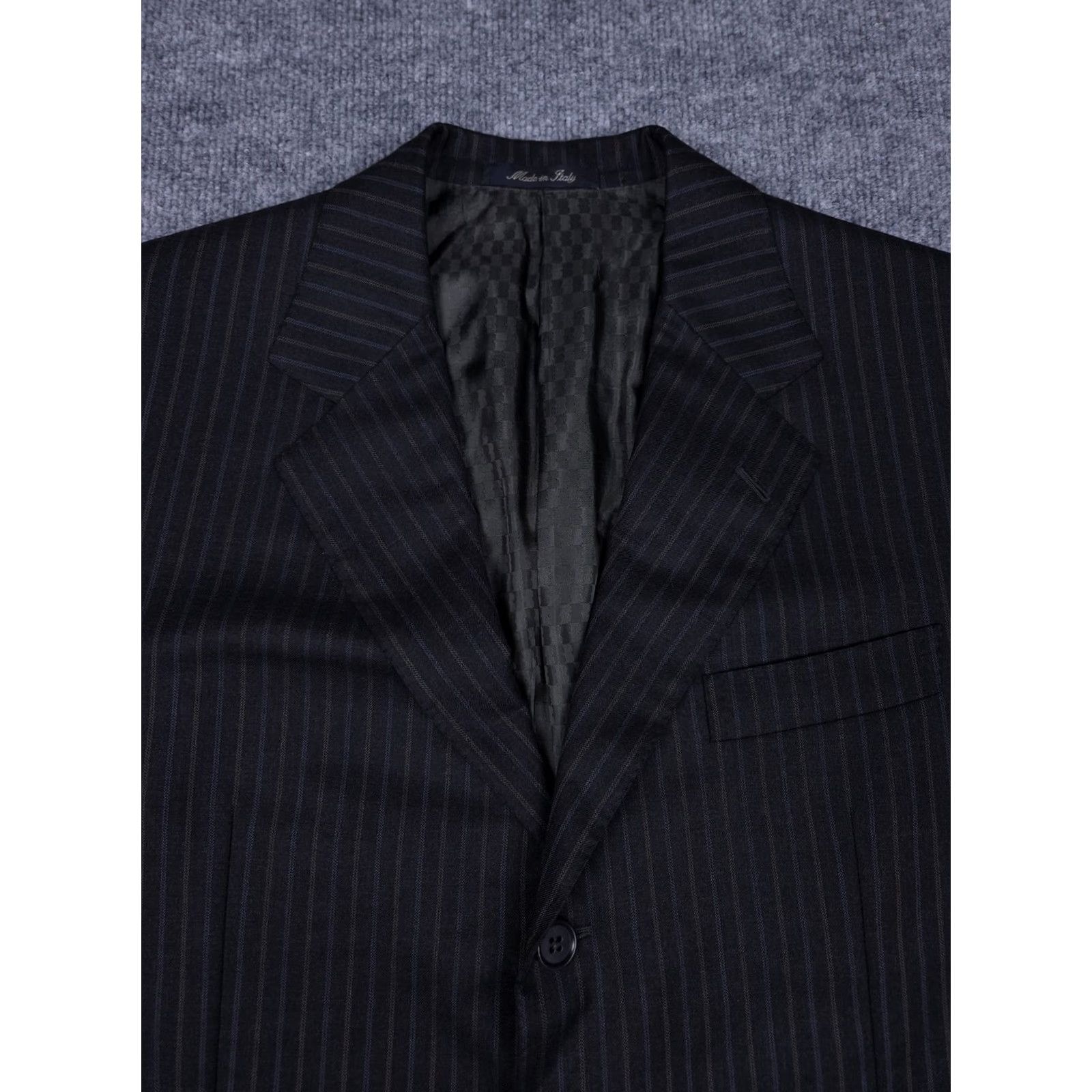 Vintage Battistoni Roma Jacket Men's 43 Navy Striped Wool Cashmere Blend Super 120's Blazer Single-Breasted 3-Button Size 46R - 6 Thumbnail