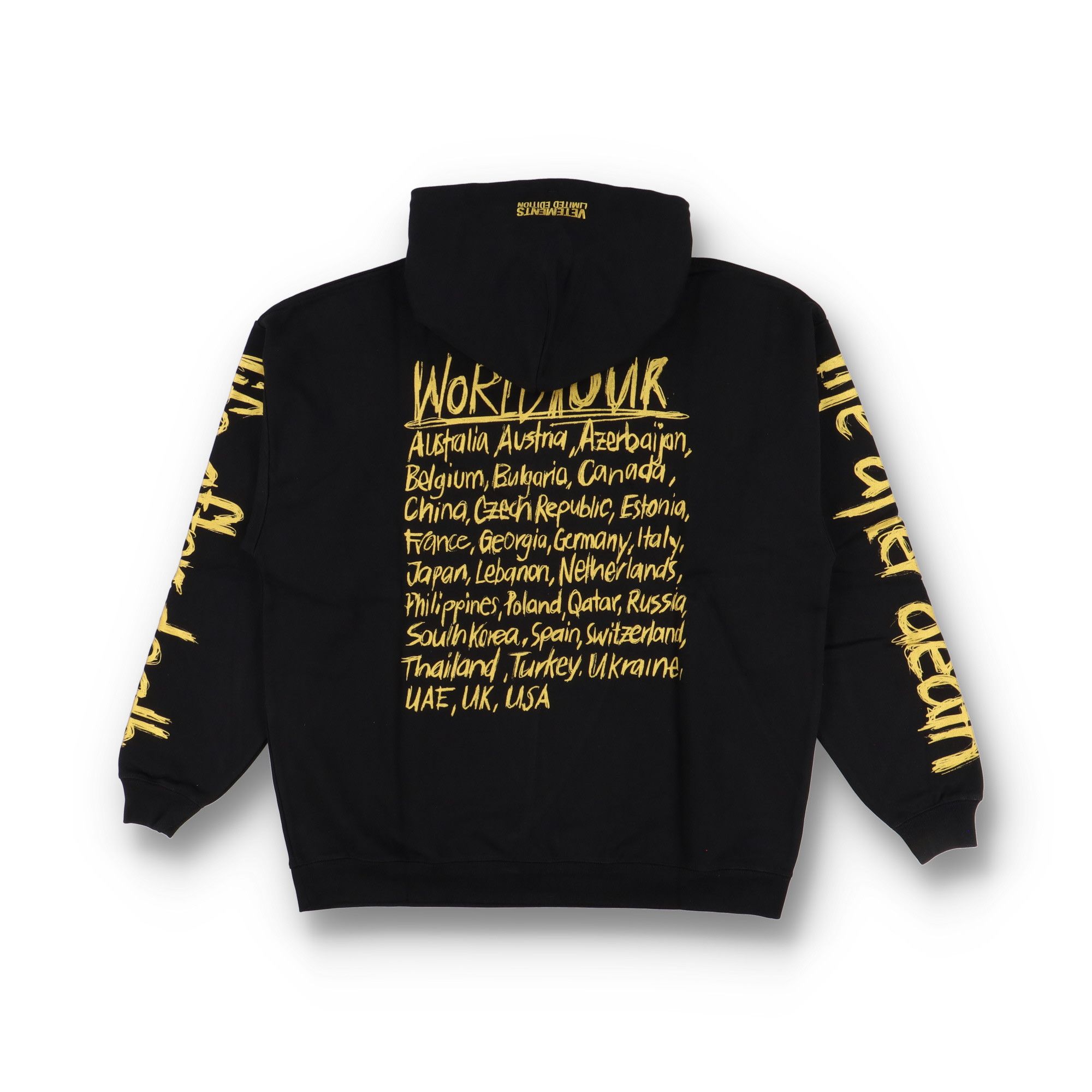 Vetements Black and Yellow World Tour Logo Oversized Hoodie Size US M / EU 48-50 / 2 - 8 Thumbnail