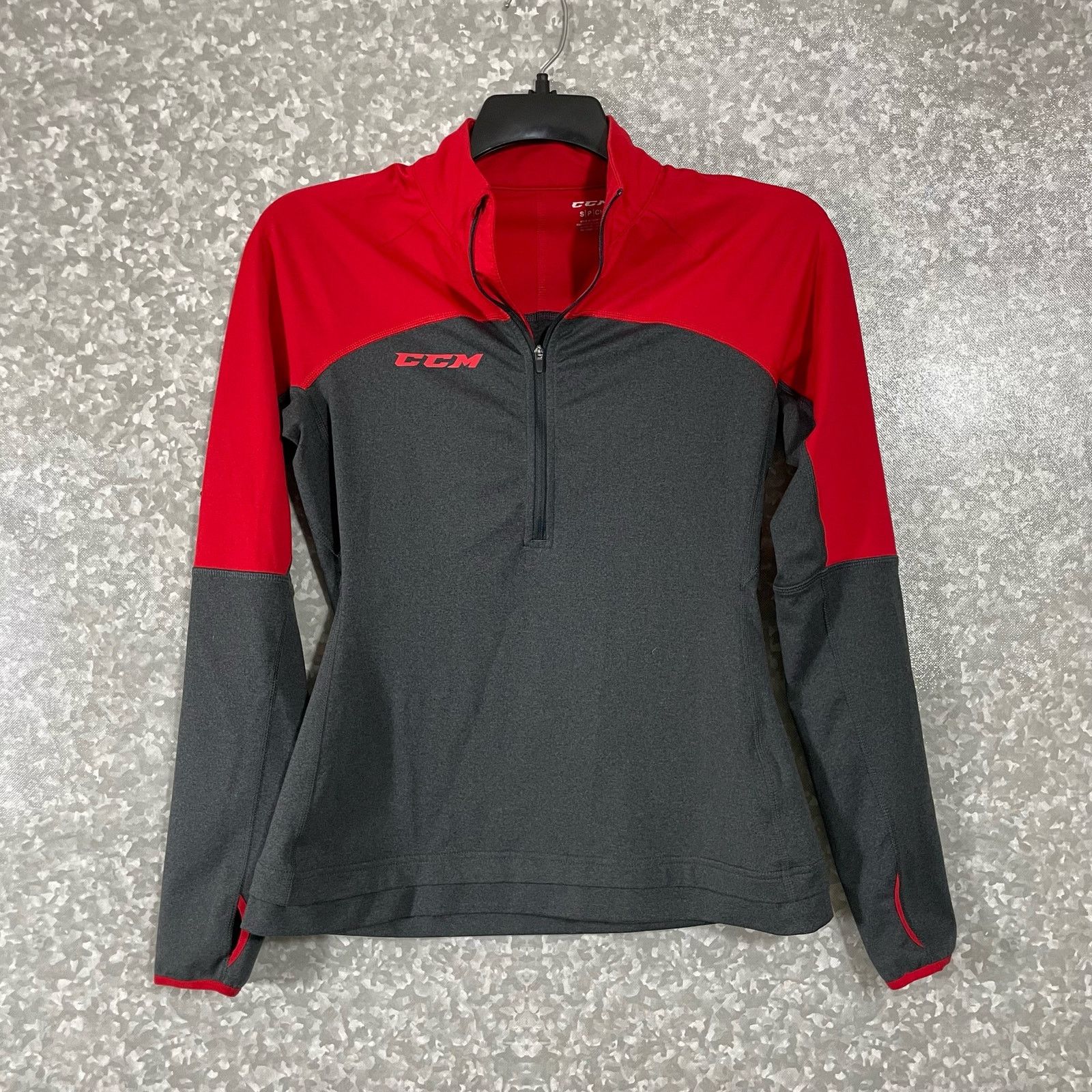 Ccm CCM Red & Gray Color Block Activewear 1/4 Zip Jacket - Small Size S / US 4 / IT 40 - 1 Thumbnail