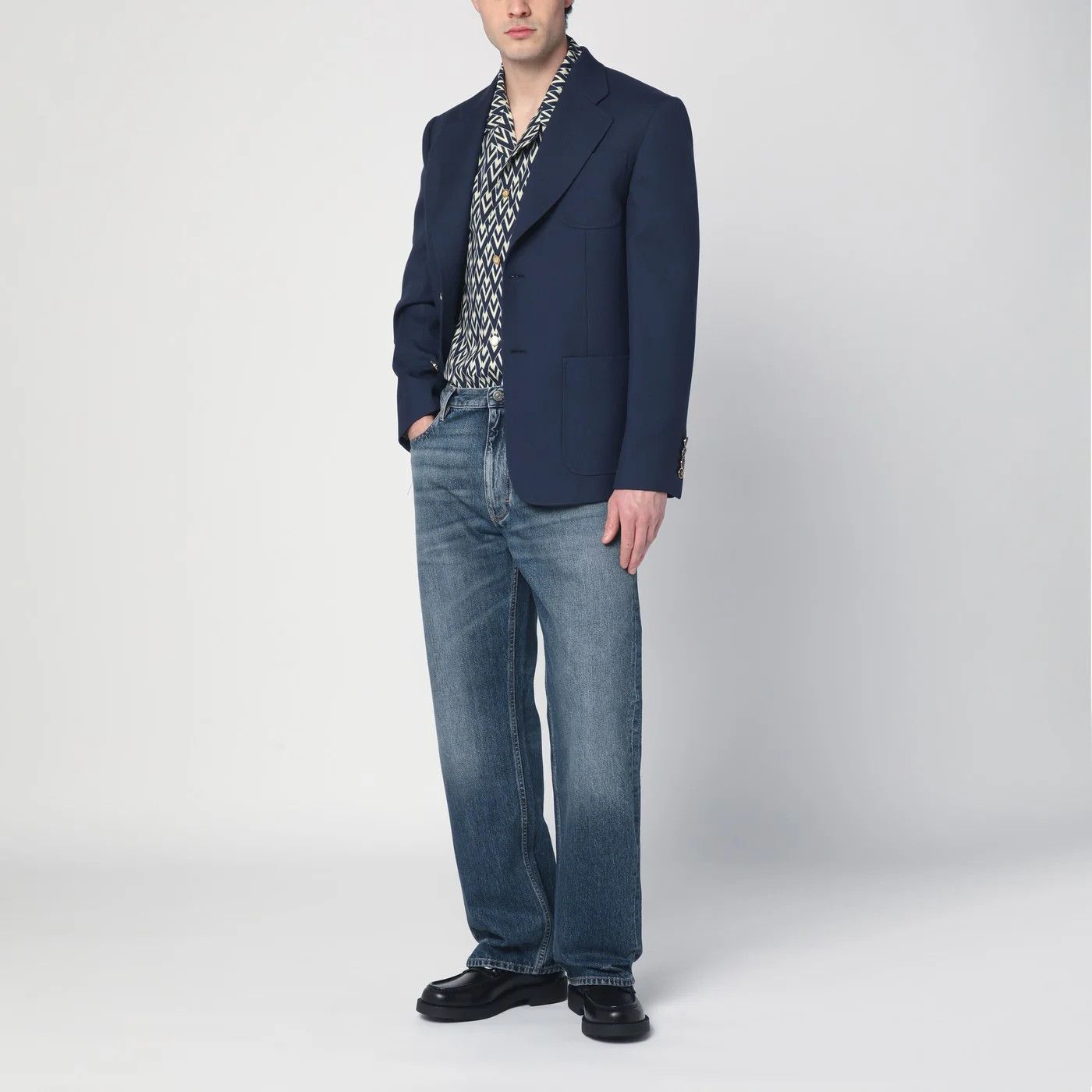 Valentino o1d2blof0326 Single-breasted Wool Jacket in Blue Size US M / EU 48-50 / 2 - 2 Thumbnail