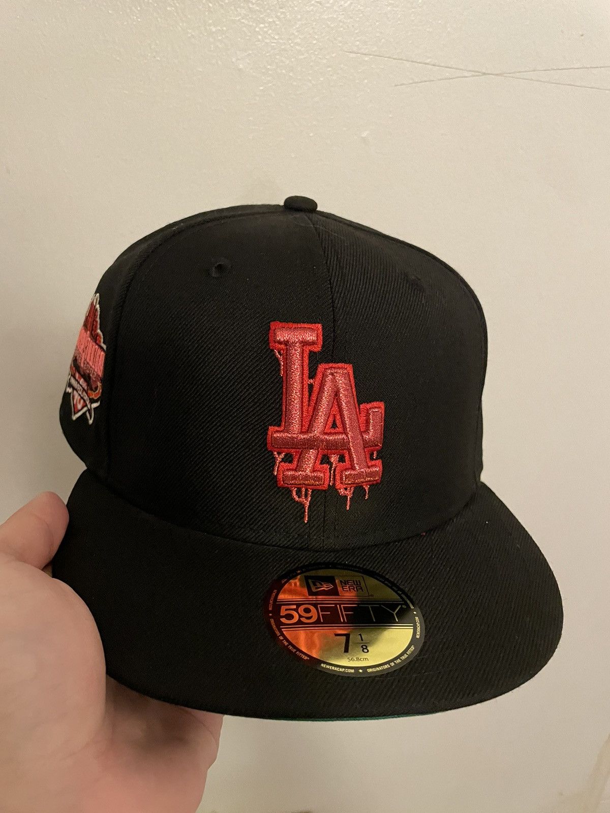 image of Myfitteds Los Angeles Dodgers Drippy Logo Dodger Stadium 40T in Black, Men's