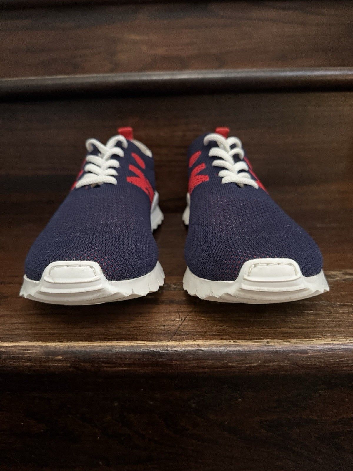 Kiton Knit Sneakers With Logo Blue Red Size 7 EU Size 8 US Size US 8 / EU 41 - 3 Thumbnail