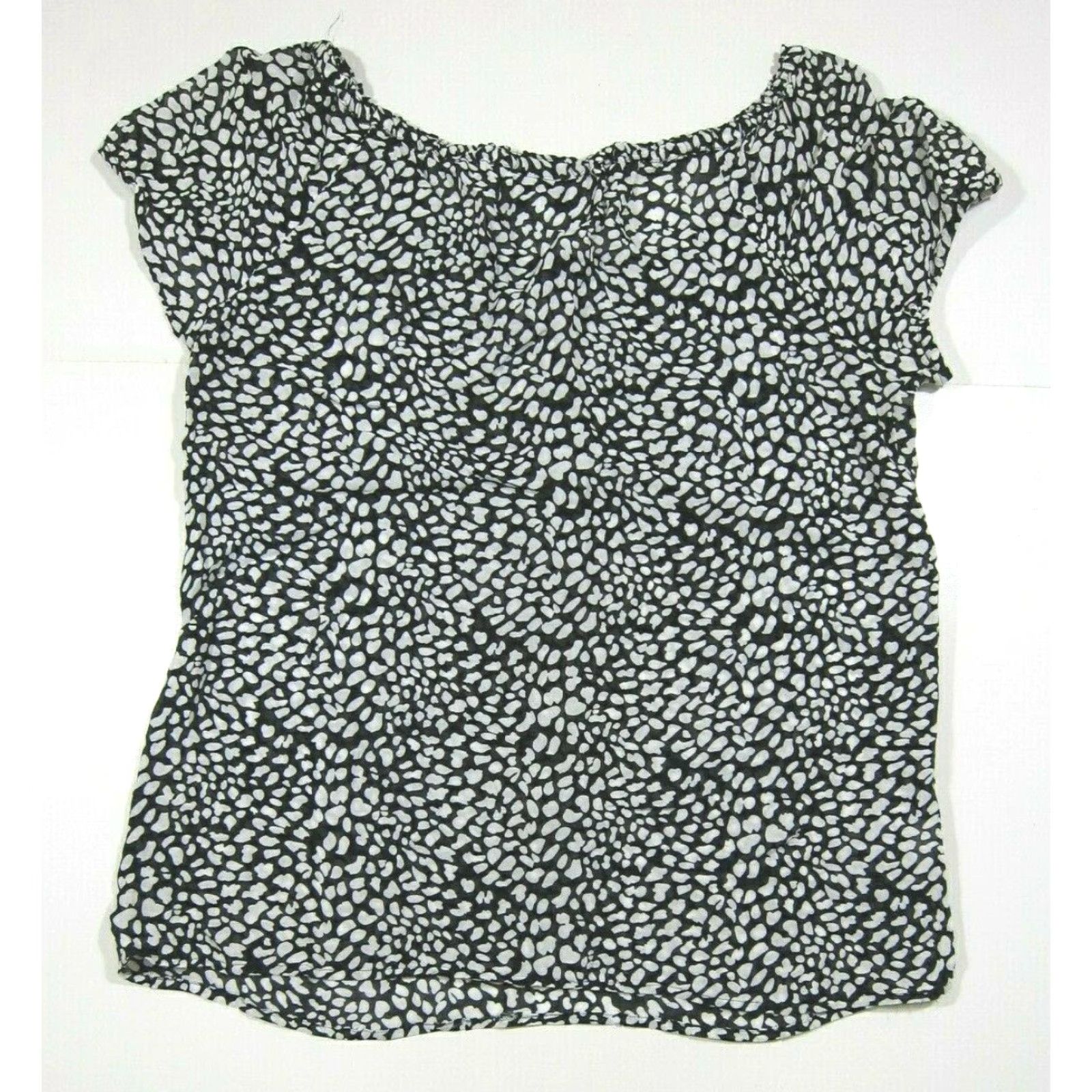 Ann Taylor VINTAGE Ann Taylor Loft Rayon Black White Polka Dot Short Sleeve Tunic Top Blouse Medium Size M / US 6-8 / IT 42-44 - 2 Thumbnail