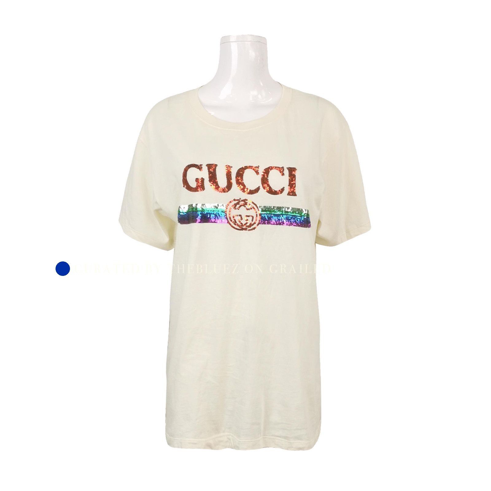 Gucci Sequin Logo Short Sleeve T-Shirt Size US M / EU 48-50 / 2 - 1 Thumbnail