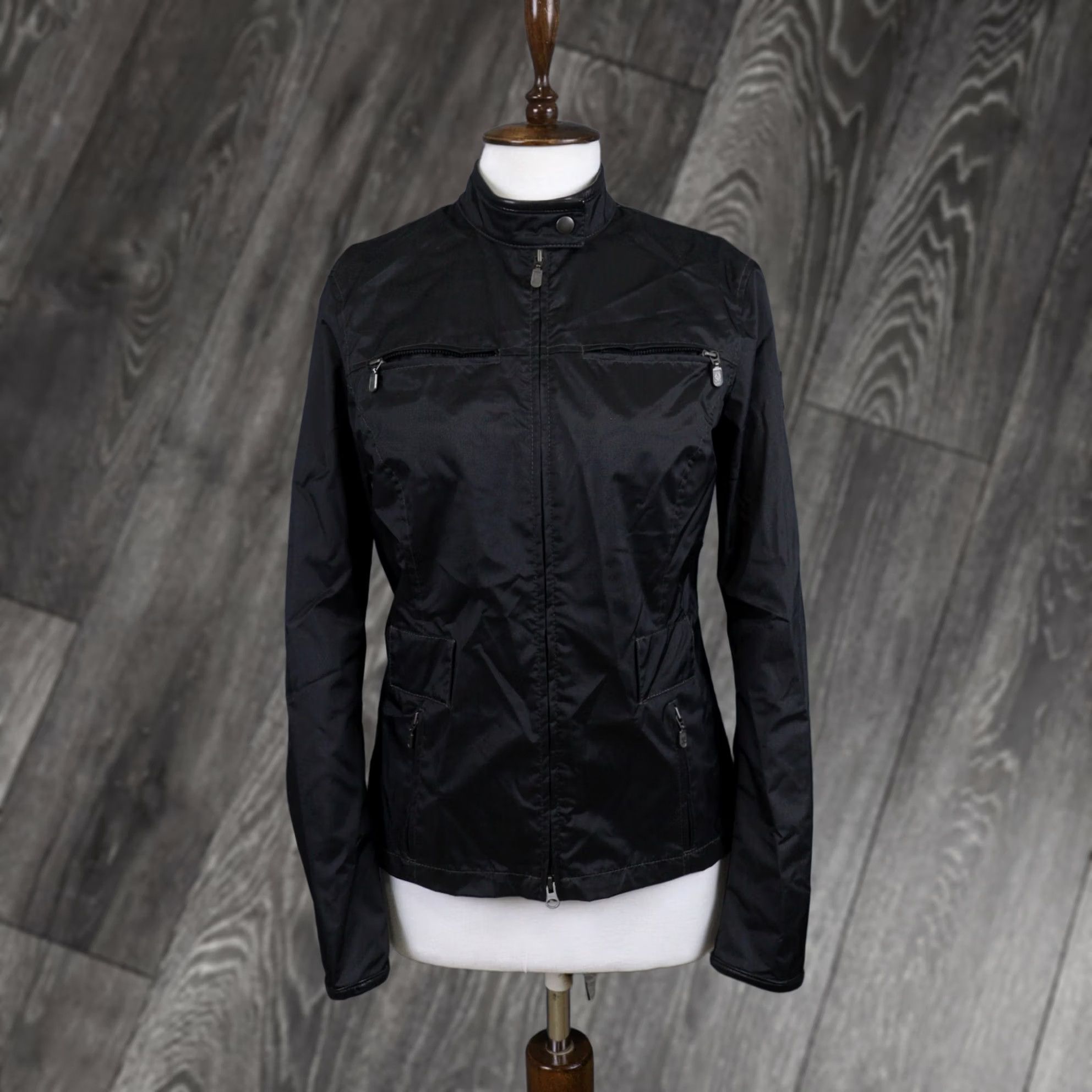 Belstaff Jacket Black Size 46 Full Zip Leather Lining Pockets Women, Women's