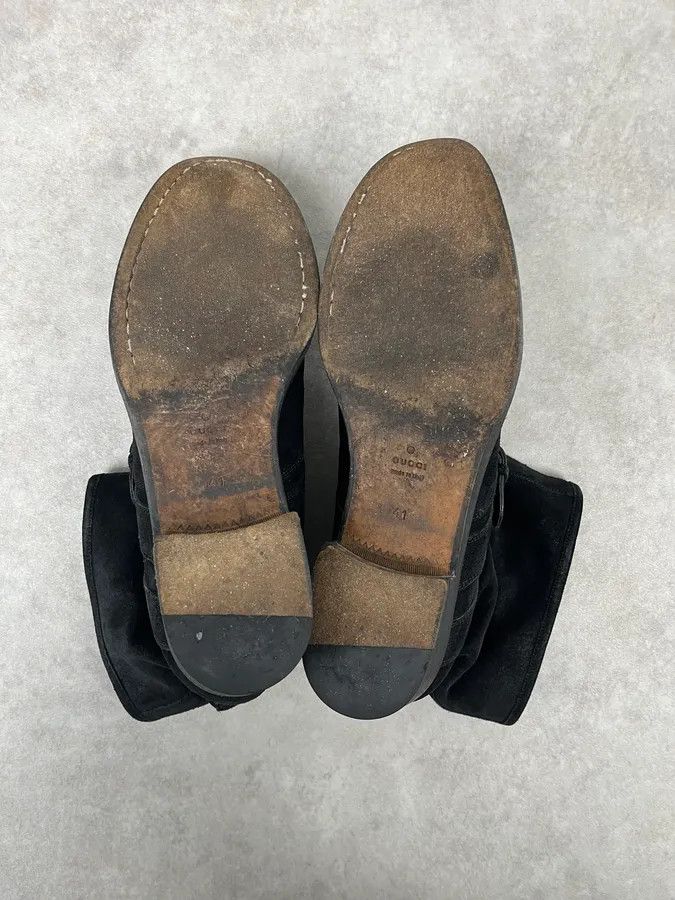 Gucci Gucci Black Two Buckle Suede Leather Boots Size US 8 / EU 41 - 7 Thumbnail