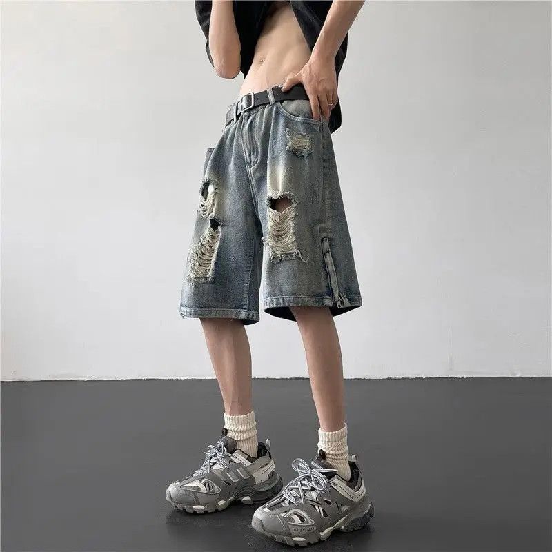 Japanese Brand × Jean Distressed Blue Baggy Denim Shorts Size US 28 / EU 44 - 3 Thumbnail