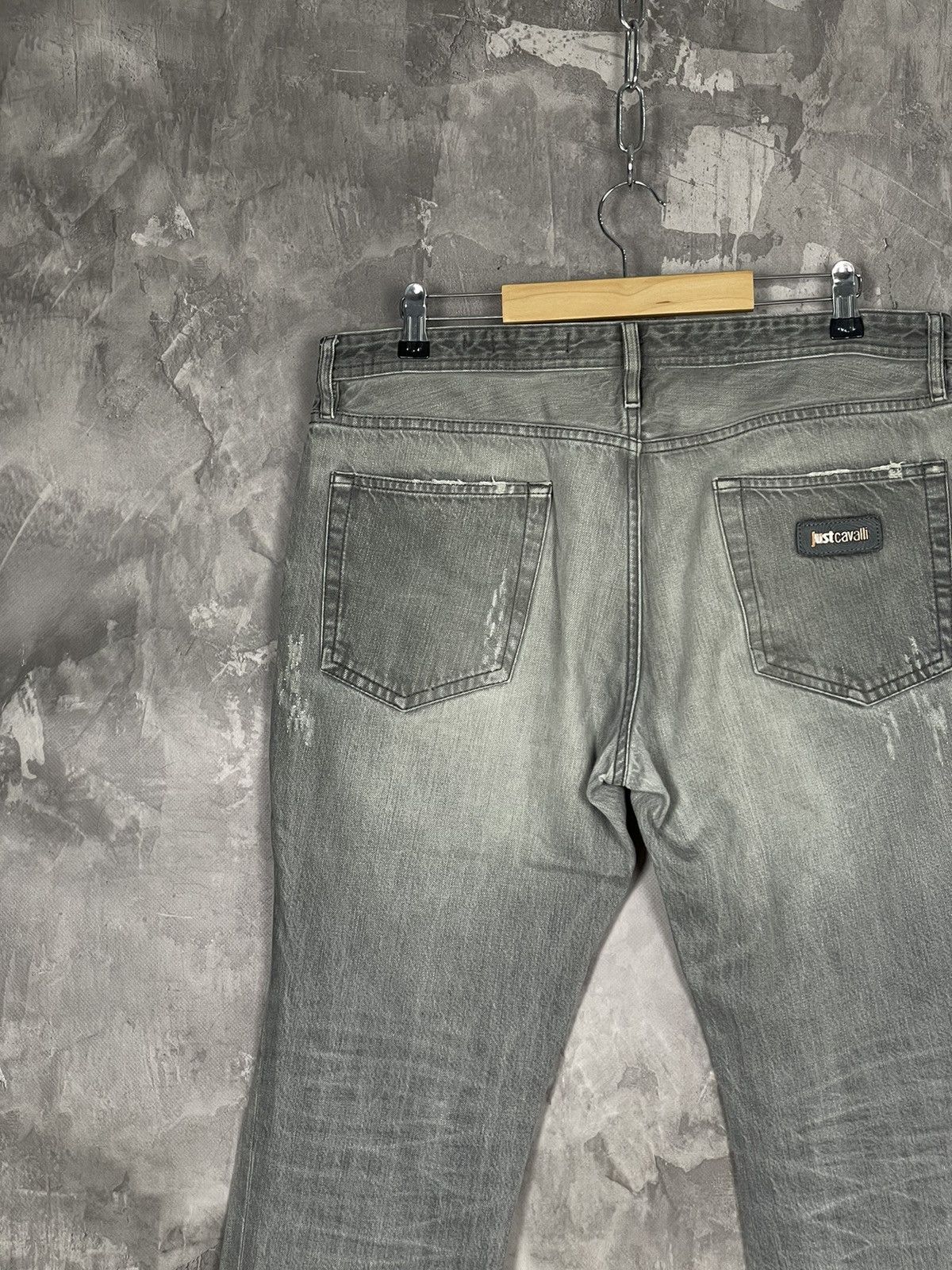 Just Cavalli × Vintage 00s Just Cavalli Vintage Y2K Glamour Retro Denim Pants Size US 33 - 4 Thumbnail