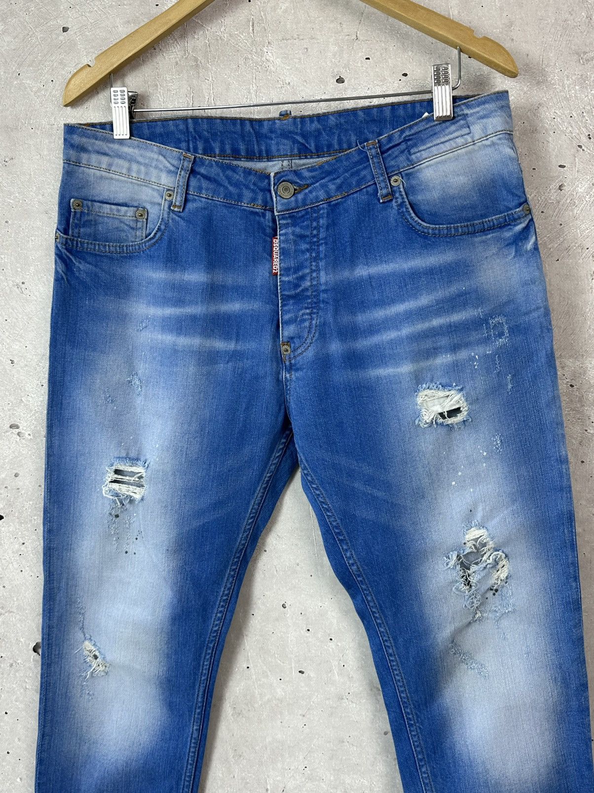 Dsquared2 Dsquared2 Blue Cotton Distressed Logo Men’s Jeans Size US 36 / EU 52 - 2 Thumbnail