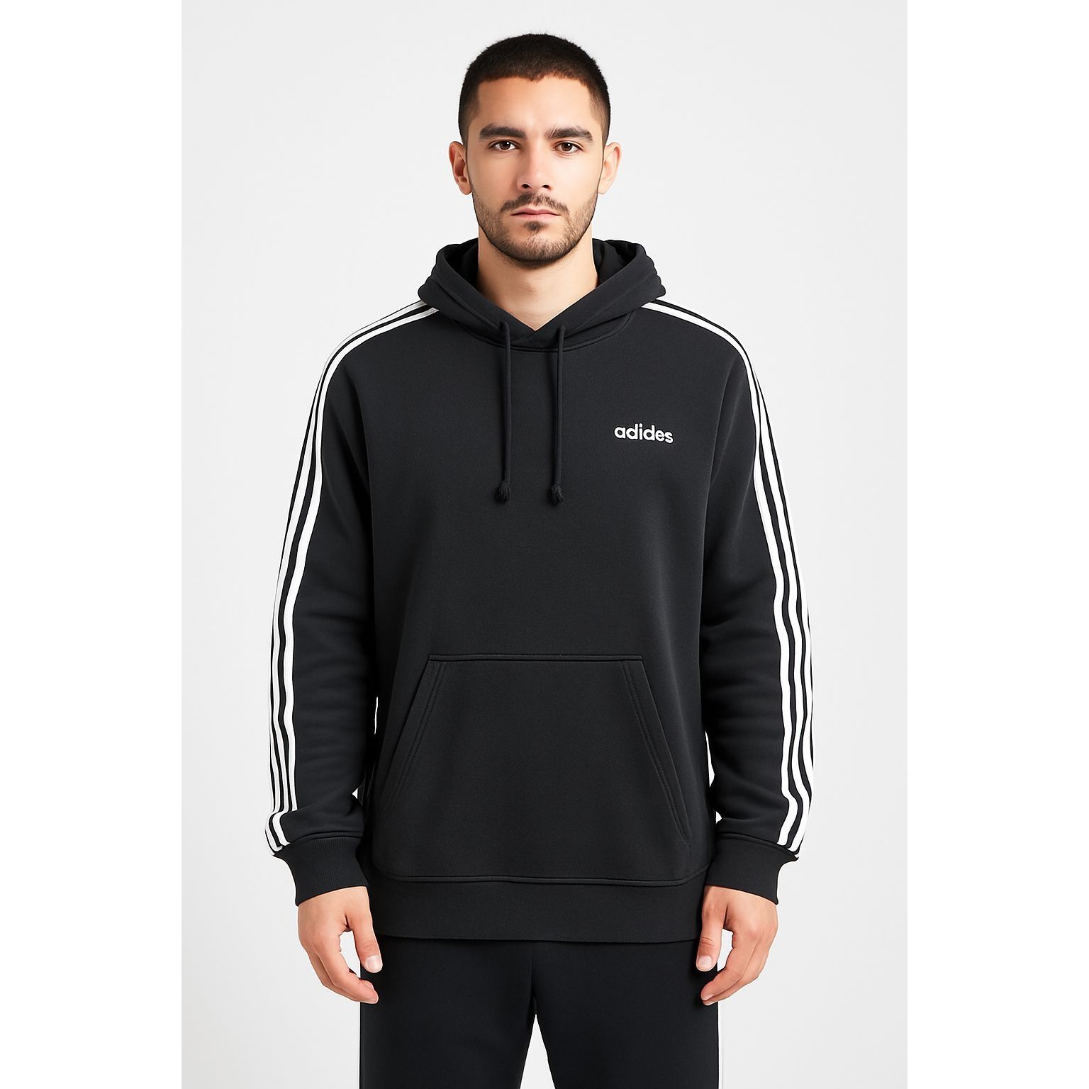 Adidas Adidas Black Hoodie White Stripes Kangaroo Pocket Drawstring Size US L / EU 52-54 / 3 - 1 Thumbnail