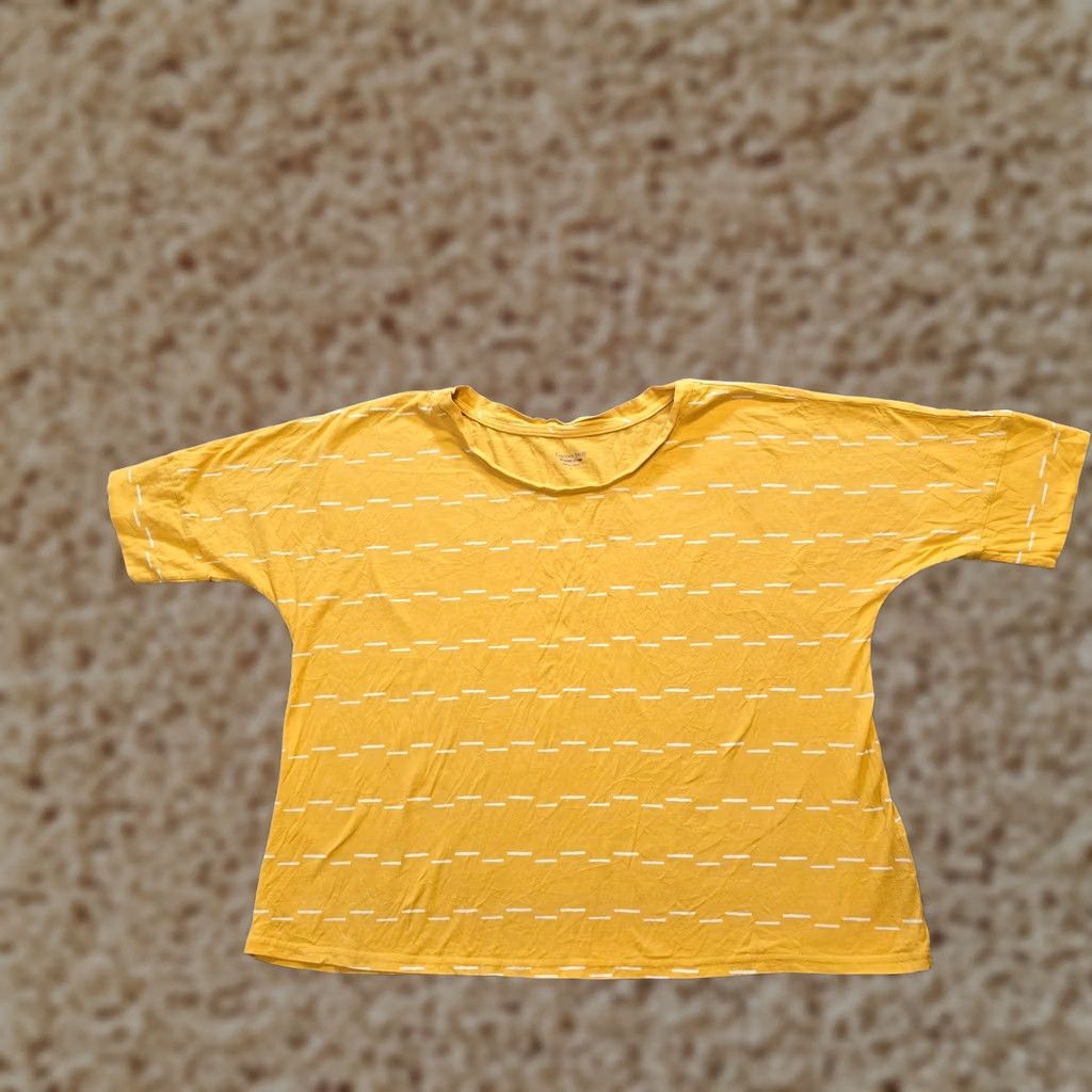 Vintage Garnet Hill Top Women Small Yellow Striped Short Sleeve Boxy Stretch Casual T-Shirt Regular Fit Mens? Size S / US 4 / IT 40 - 1 Thumbnail