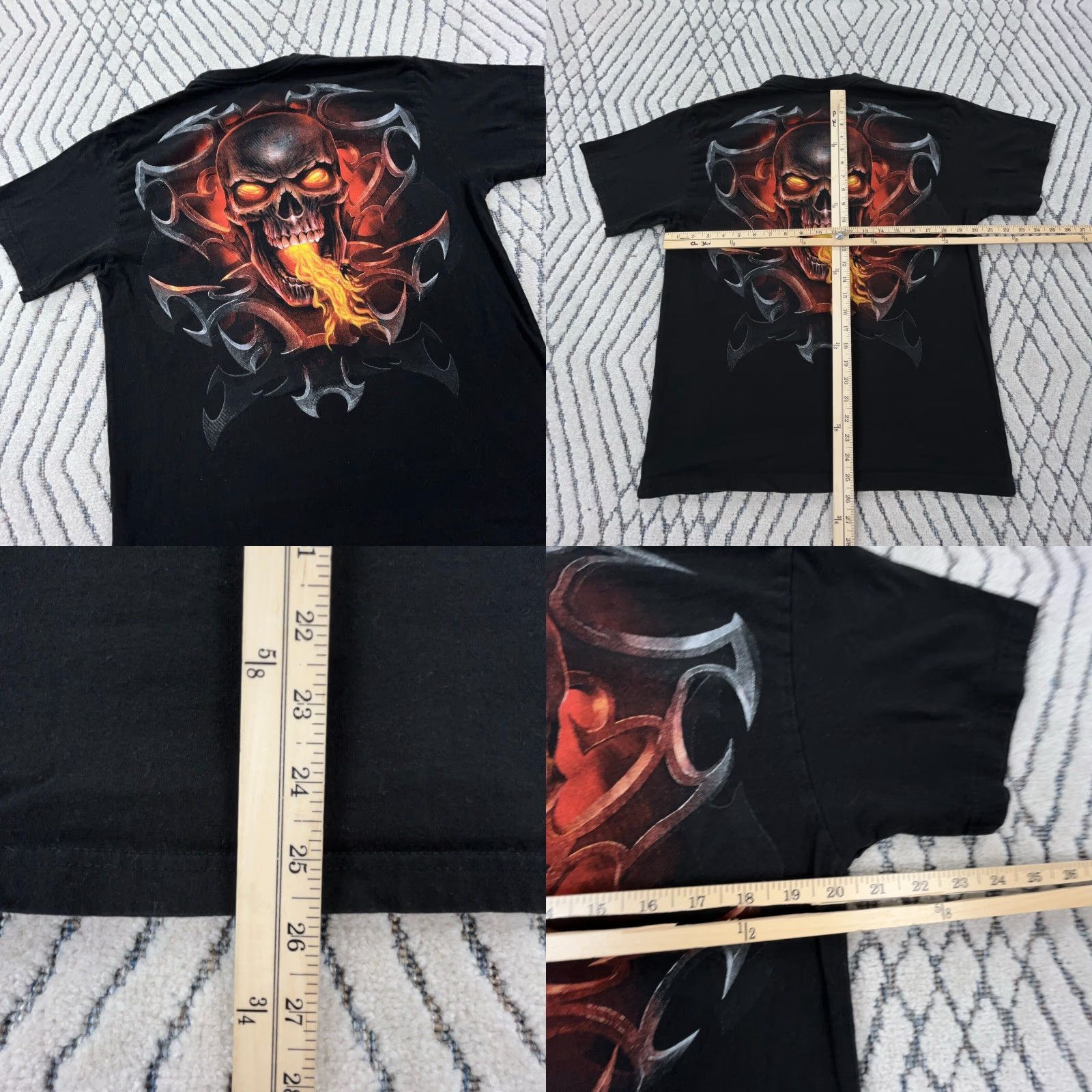 Vintage VINTAGE Spiral T-Shirt Men L Black Skull Fire Flames Dragon Tattoo Shirt Size US L / EU 52-54 / 3 - 9 Thumbnail