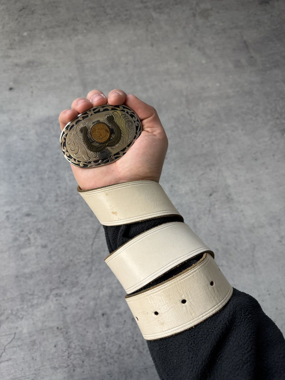 Japanese Brand 00’s NUMBER NINE STYLE WESTERN LEATHER RARE Y2K BELT VINTAGE Size ONE SIZE - 1 Thumbnail