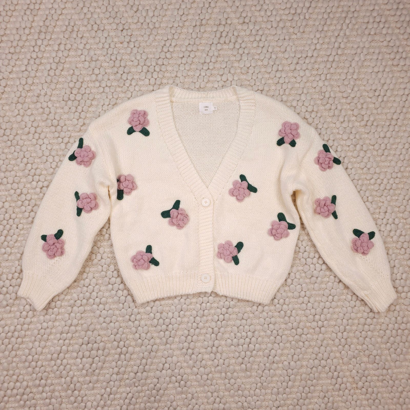 Luna Ivy Rose Cardigan Cream Sz Small
