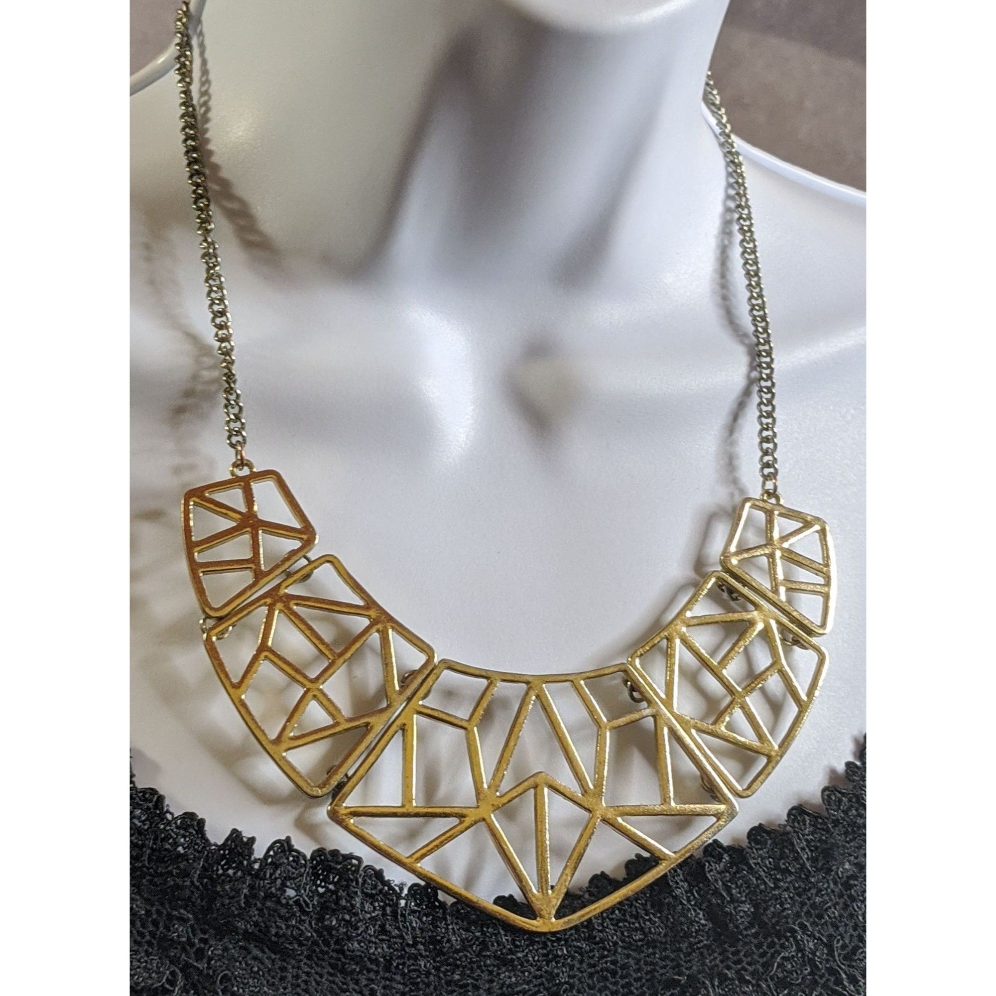Other Geometric Statement Bib Necklace In Gold Tone Metal Size ONE SIZE - 3 Thumbnail