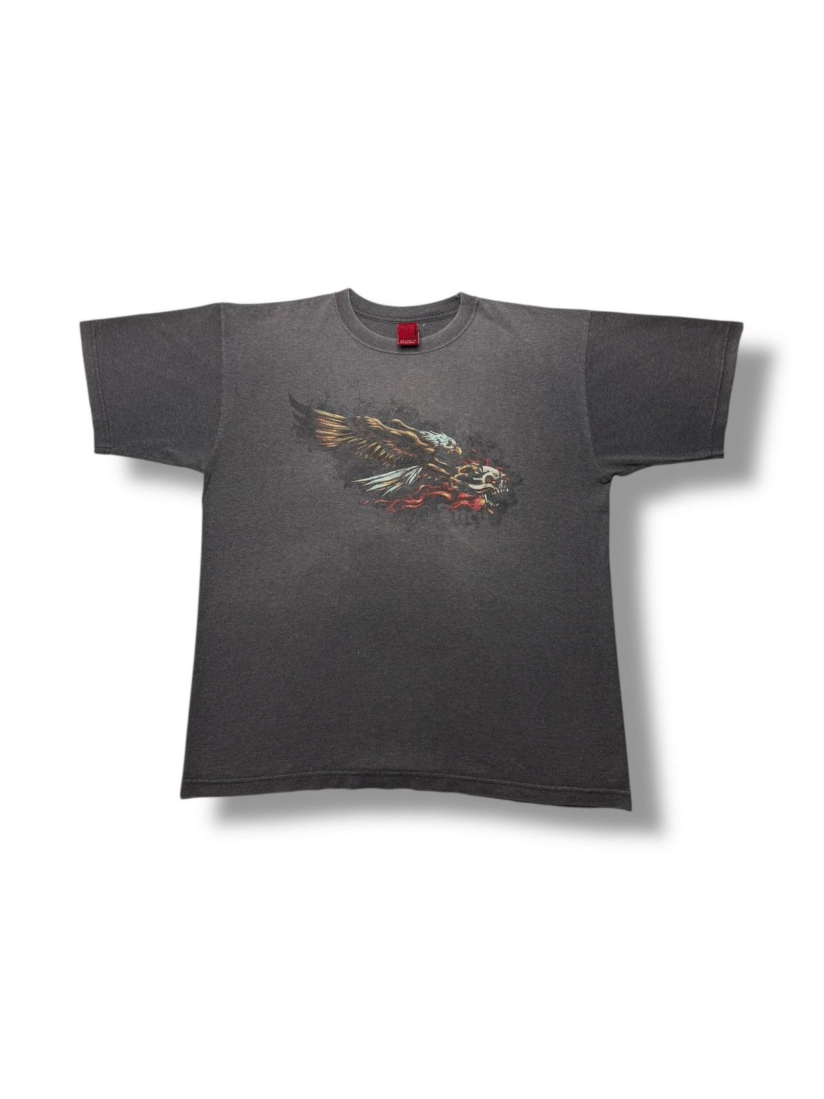 JNCO Vintage Y2K JNCO Jeans Flaming Eagle Skull Tee Shirt Size US XL / EU 56 / 4 - 1 Thumbnail