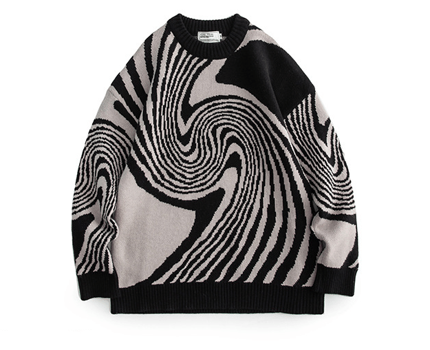 Japanese Brand Men's geometric annual ring knitted sweater Size US L / EU 52-54 / 3 - 1 Thumbnail