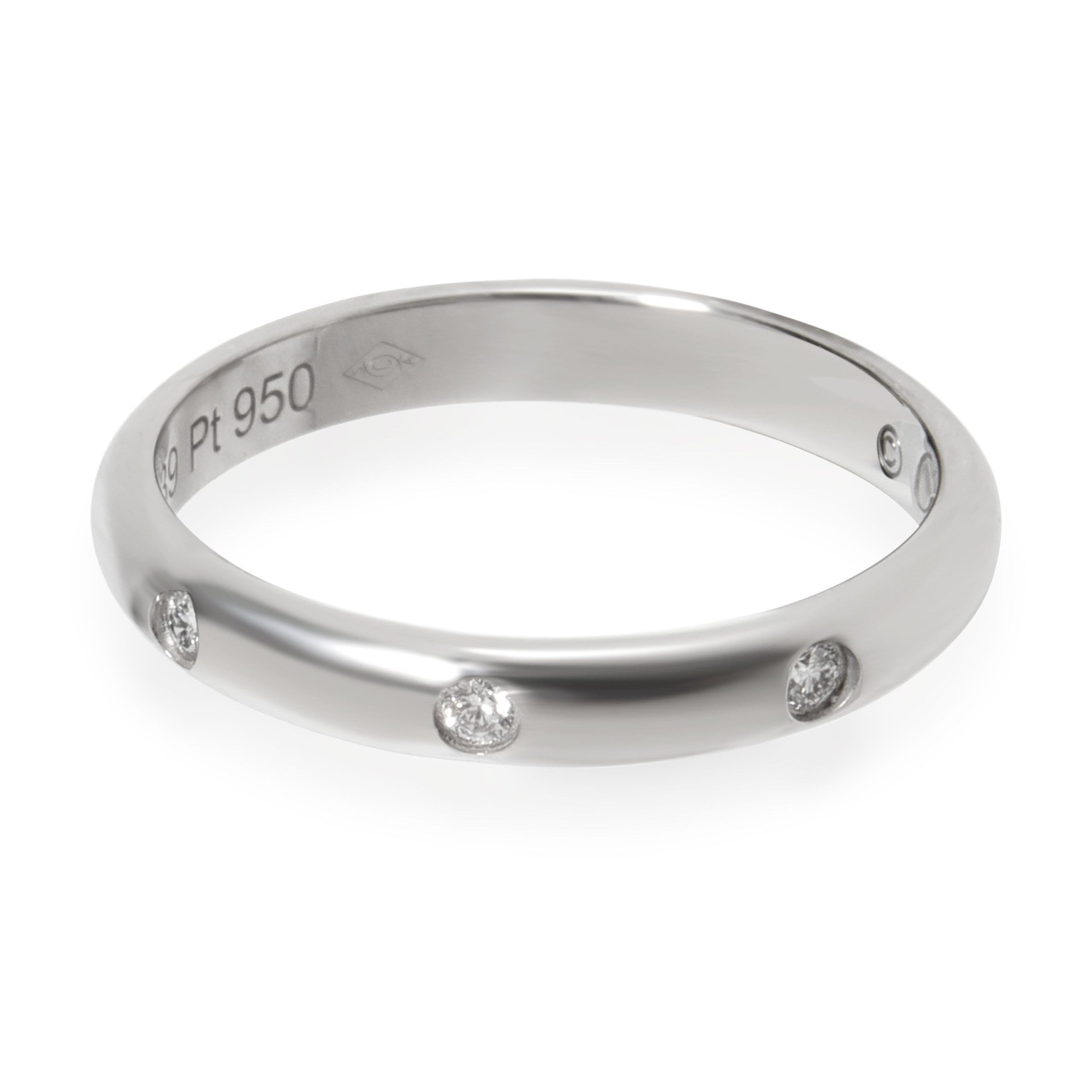 image of Cartier 1895 3 Diamond 2.6 Mm Wedding Band In Platinum 0.03 Ctw in Silver, Women's