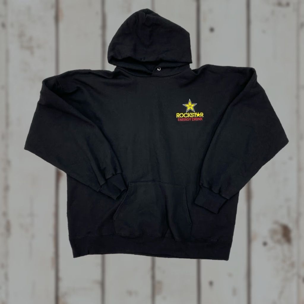 Hanes VINTAGE Rockstar Energy Drink Hoodie Sweatshirt XXL Black Embroidered RR Size US XL / EU 56 / 4 - 1 Thumbnail